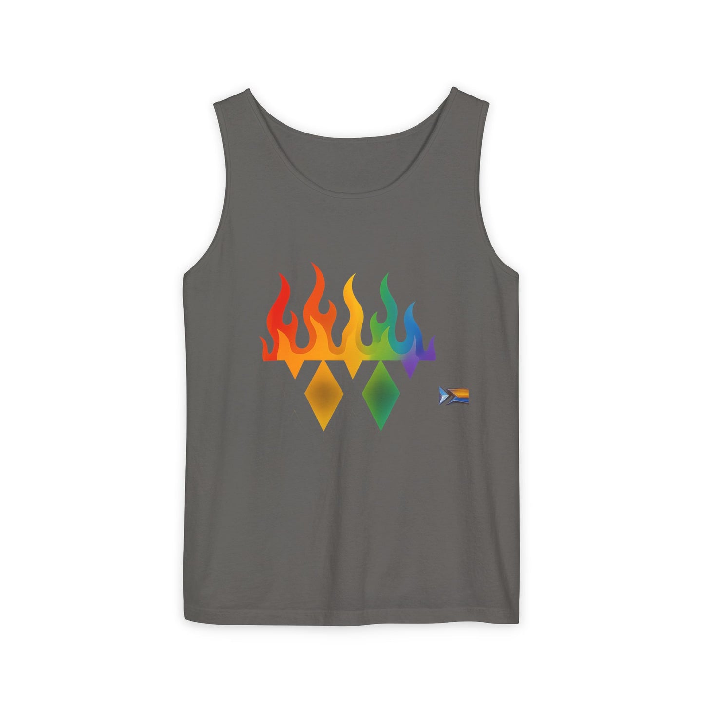 Pride Flame Tank Top | Unisex Garment-Dyed Tank, LGBTQ+ Apparel, Colorful Summer Wear, Festival Clothing, Gay Pride Merchandise
