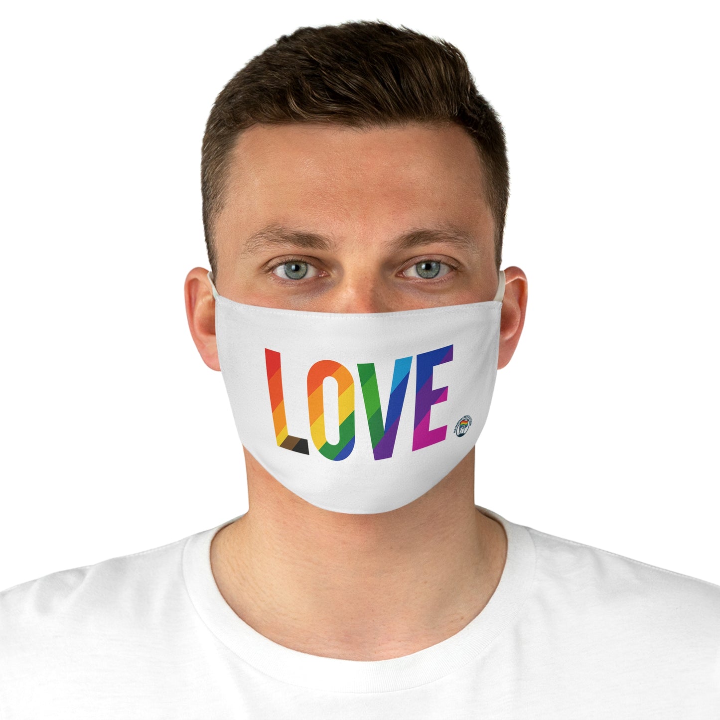 Colorful Love Fabric Face Mask - LGBTQ+ Pride Accessory, Everyday Wear, Gift for Friends, Comfortable Face Covering, Unique Fashion Mask