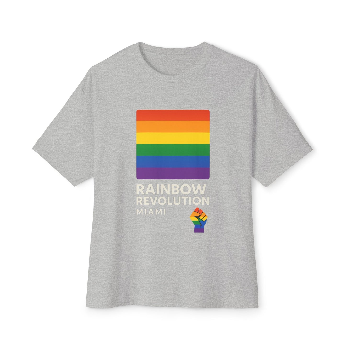 Rainbow Revolution Oversized Tee, Unisex Boxy Shirt, LGBTQ+ Pride Apparel, Statement Tee, Casual Wear, Gift for Allies