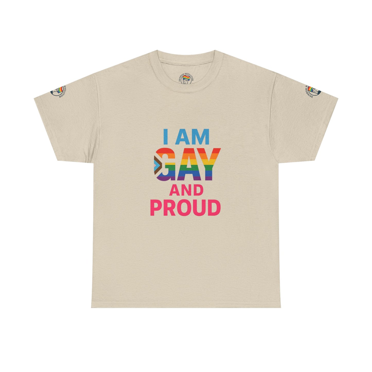 Pride Graphic Tee, I Am Gay and Proud Shirt, LGBTQ+ Apparel, Unisex Cotton Top, Festival Wear, Supportive Gift