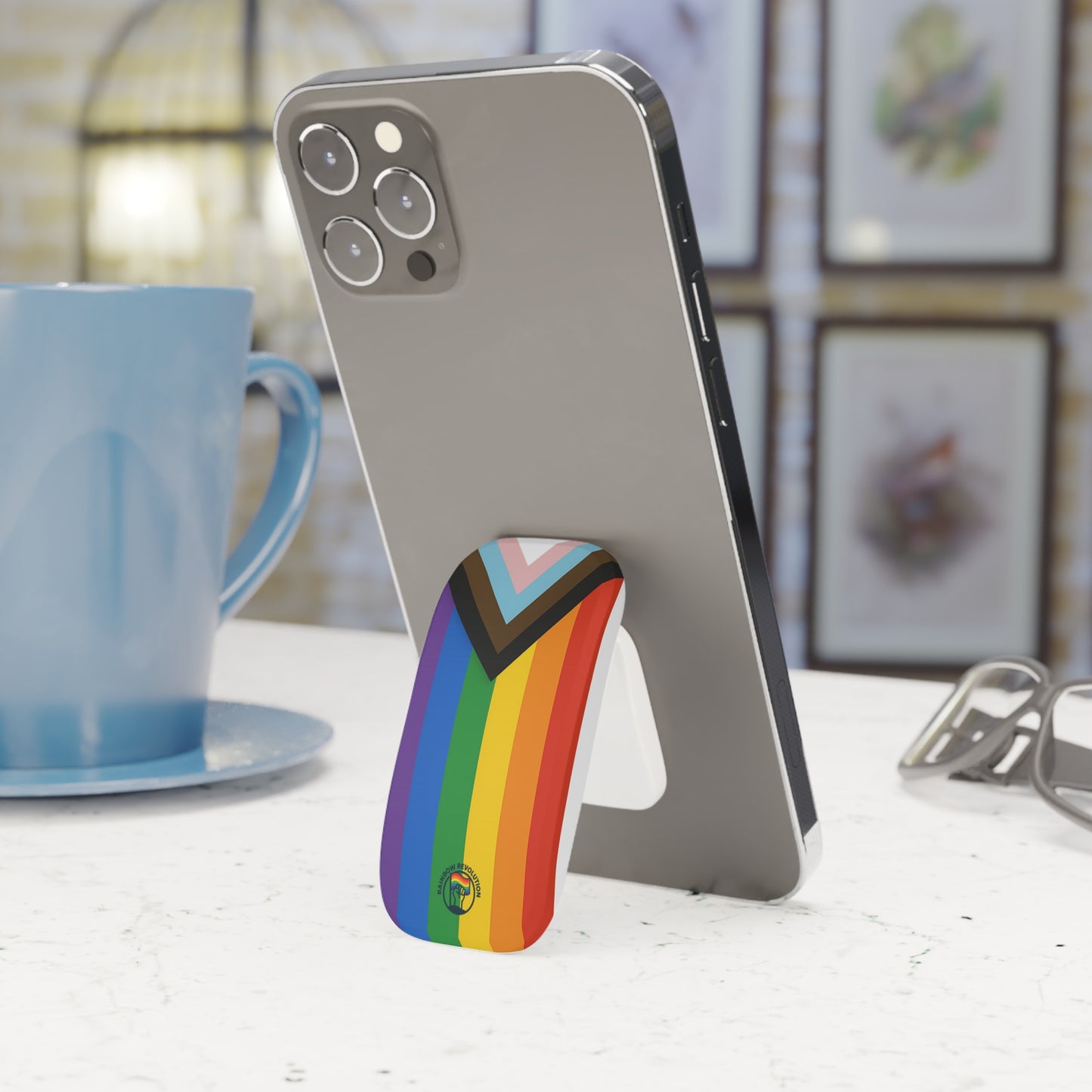 Pride Phone Grip, Rainbow Holder for LGBTQ+ Pride, Click-On Grip for Easy Holding, Cell Phone Accessory, Gift for Friends and Family