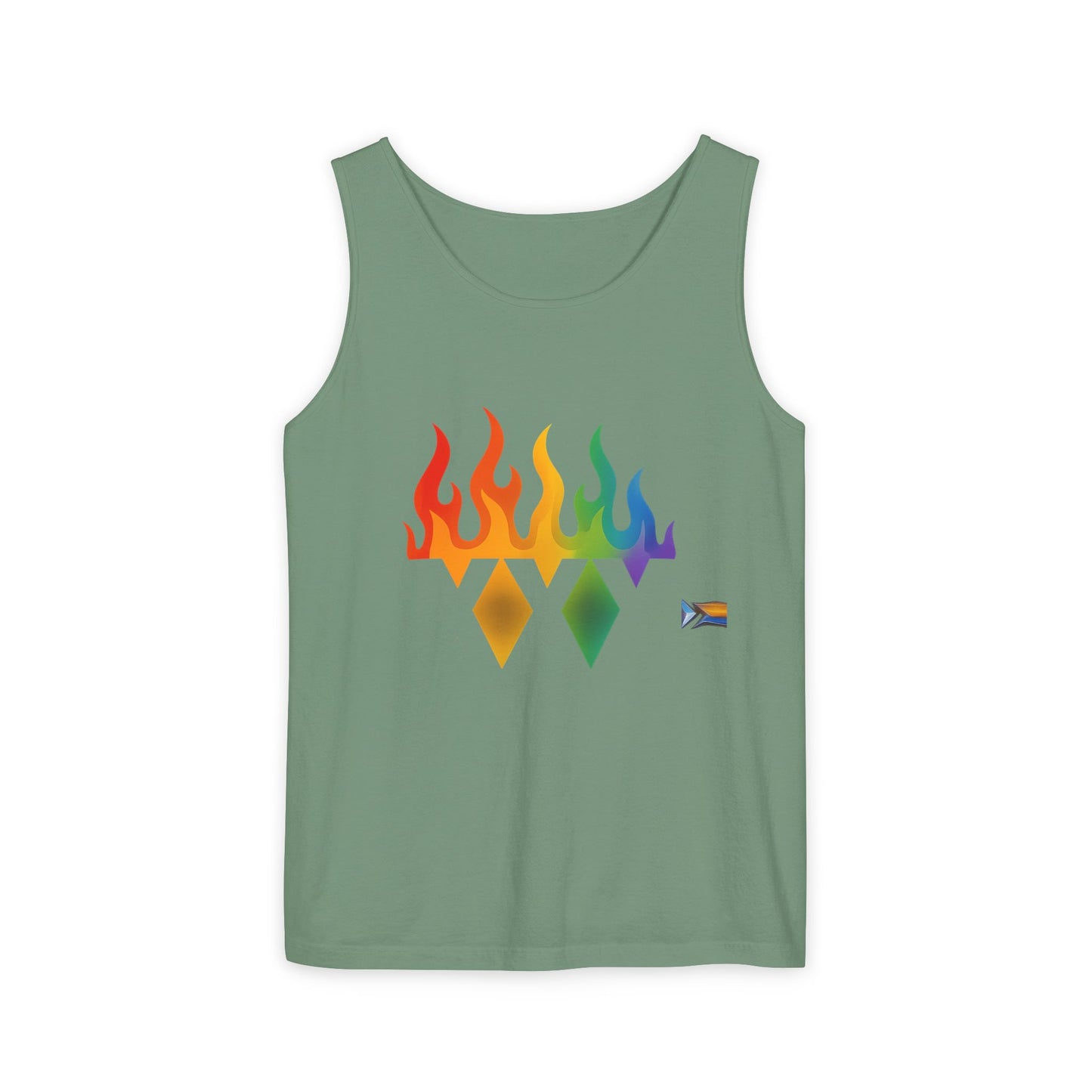 Pride Flame Tank Top | Unisex Garment-Dyed Tank, LGBTQ+ Apparel, Colorful Summer Wear, Festival Clothing, Gay Pride Merchandise