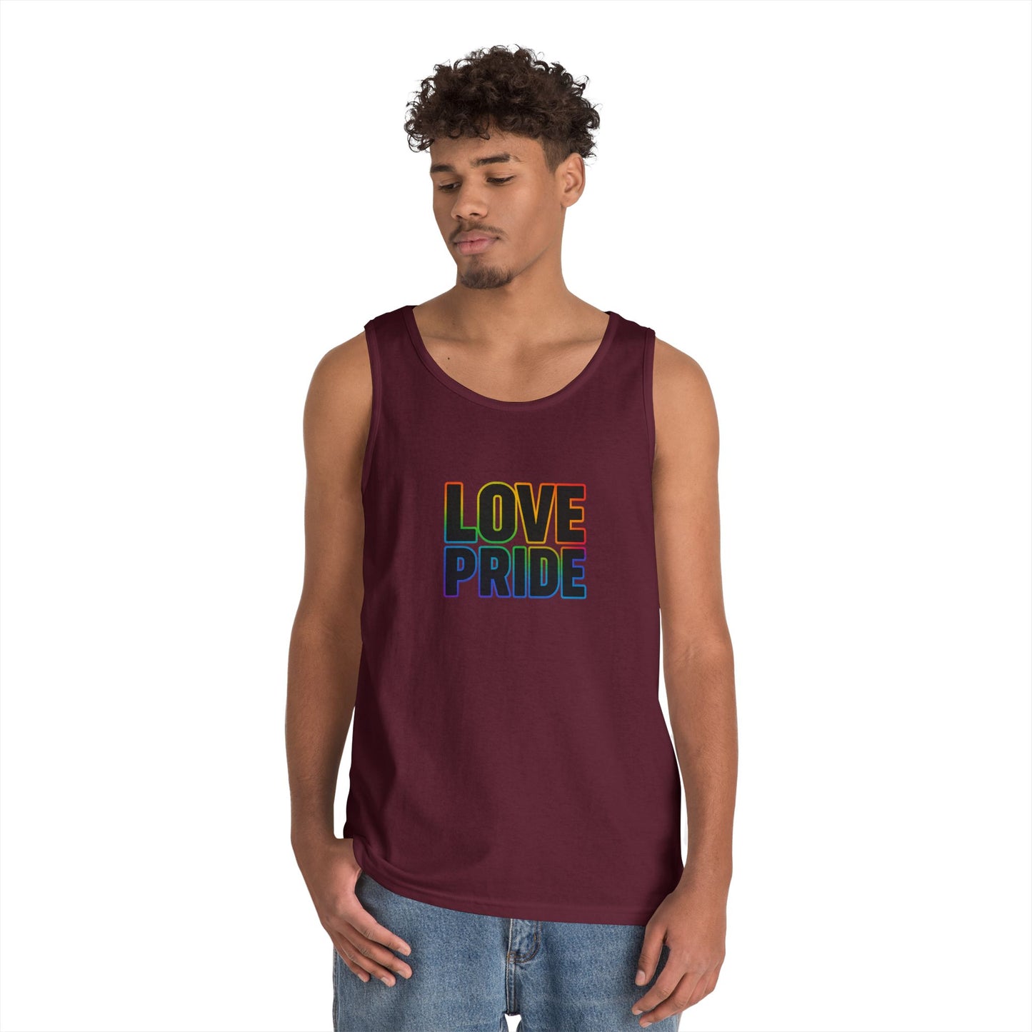 Pride Love Unisex Cotton Tank Top, LGBTQ+ Apparel, Summer Casual Wear, Pride Month Clothing, Festival Outfits
