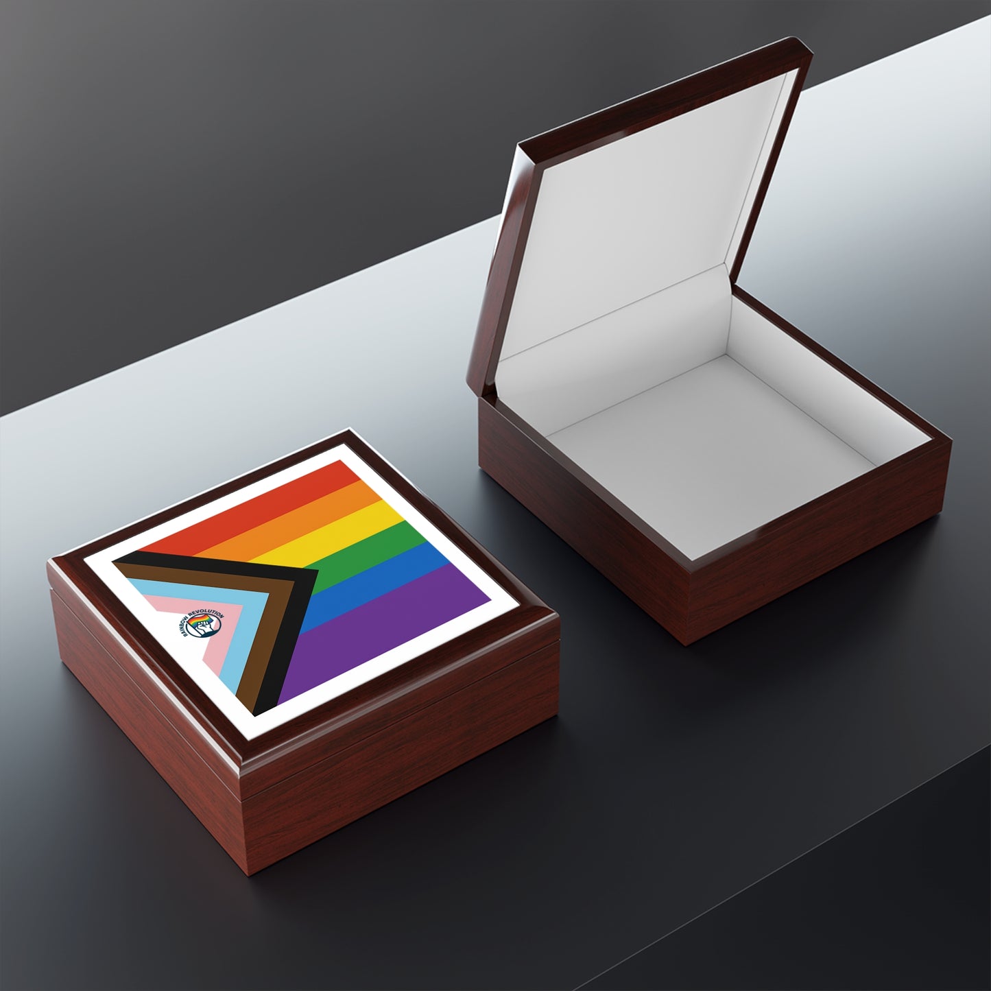 Pride Jewelry Box - RAINBOW FLAG AND LOGO LGBTQ+ Celebration, Rainbow Storage, Gift for Her, Keepsake Organizer, Identity Affirmation