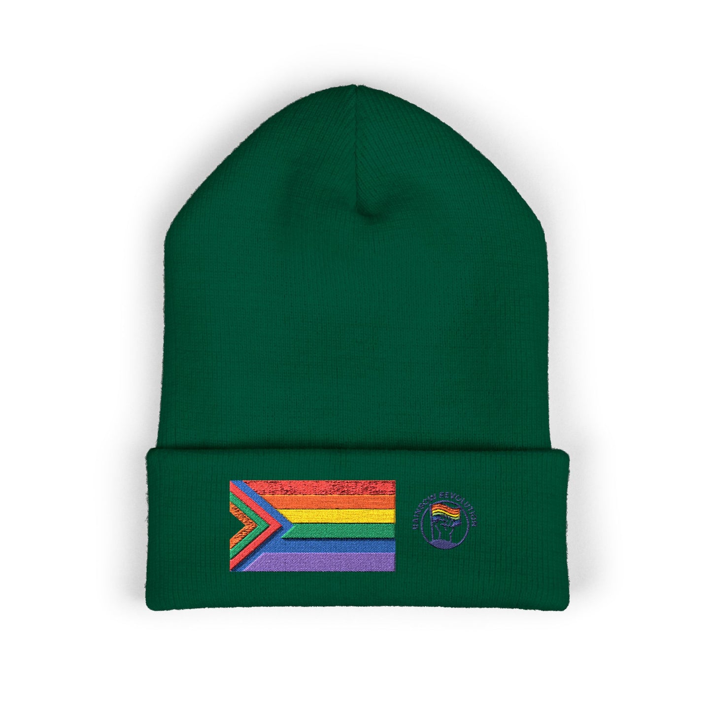 Pride Flag Cuffed Beanie - Cozy Winter Wear, LGBTQ+ Accessories, Casual Streetwear, Embroidery Hat, Holiday Gift