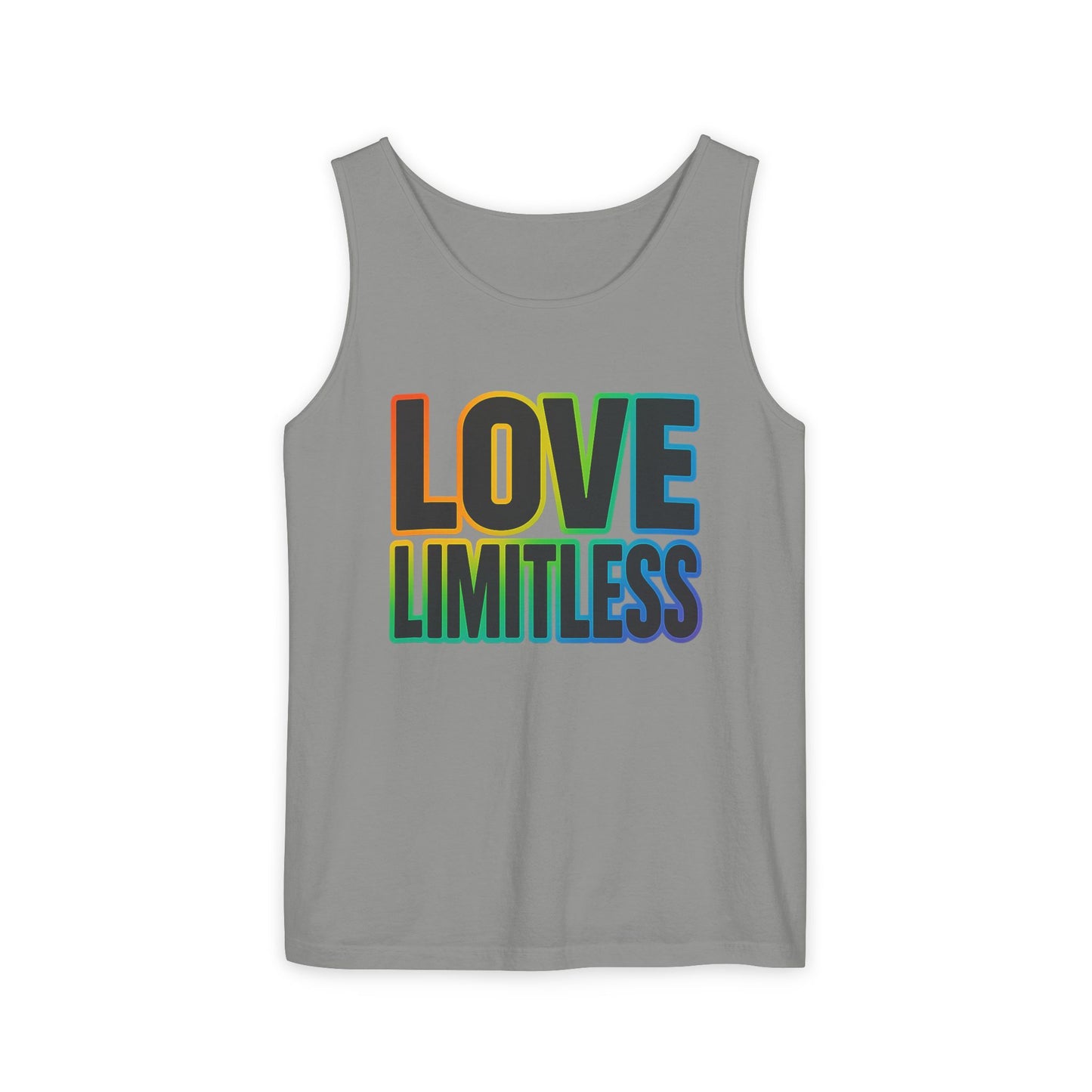 Unisex Inspirational Tank Top, Love Limitless Sleeveless Shirt, Perfect for Summer, Pride Events, Relaxed Fit Gym Wear, Gift for Friends