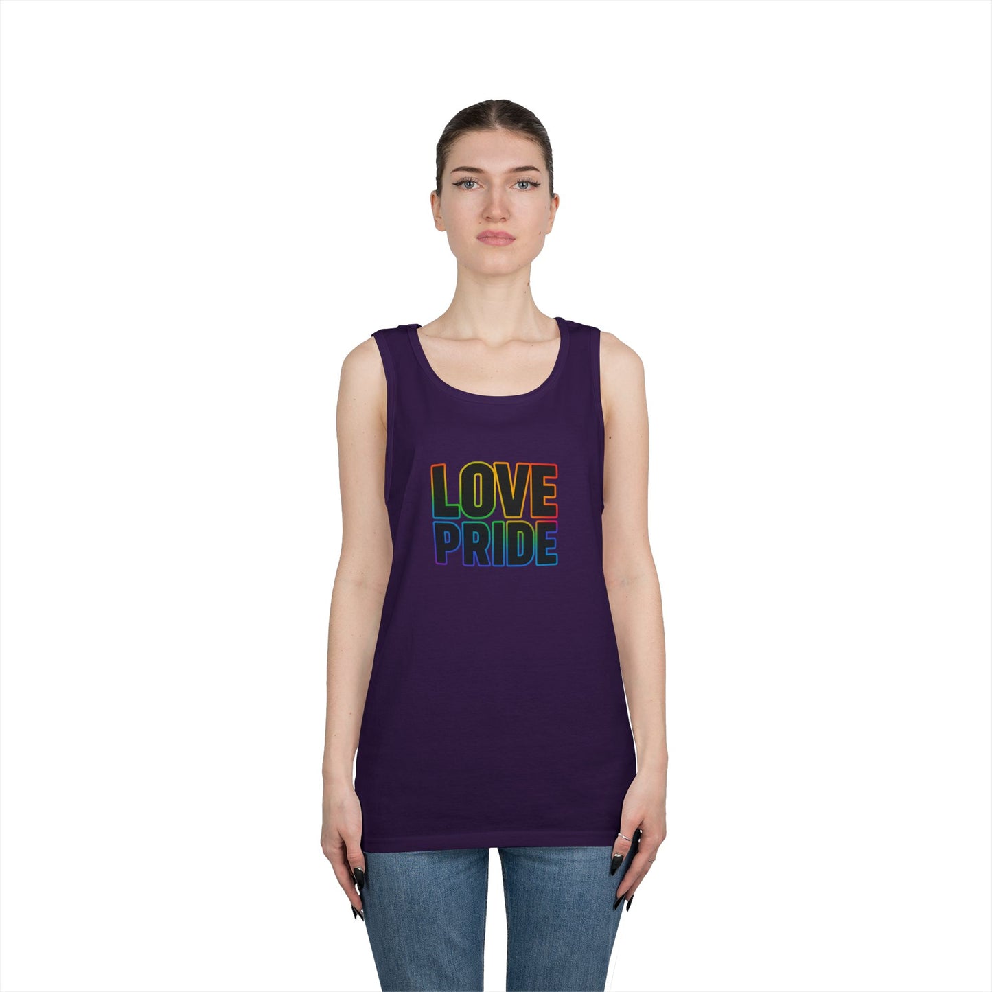 Pride Love Unisex Cotton Tank Top, LGBTQ+ Apparel, Summer Casual Wear, Pride Month Clothing, Festival Outfits