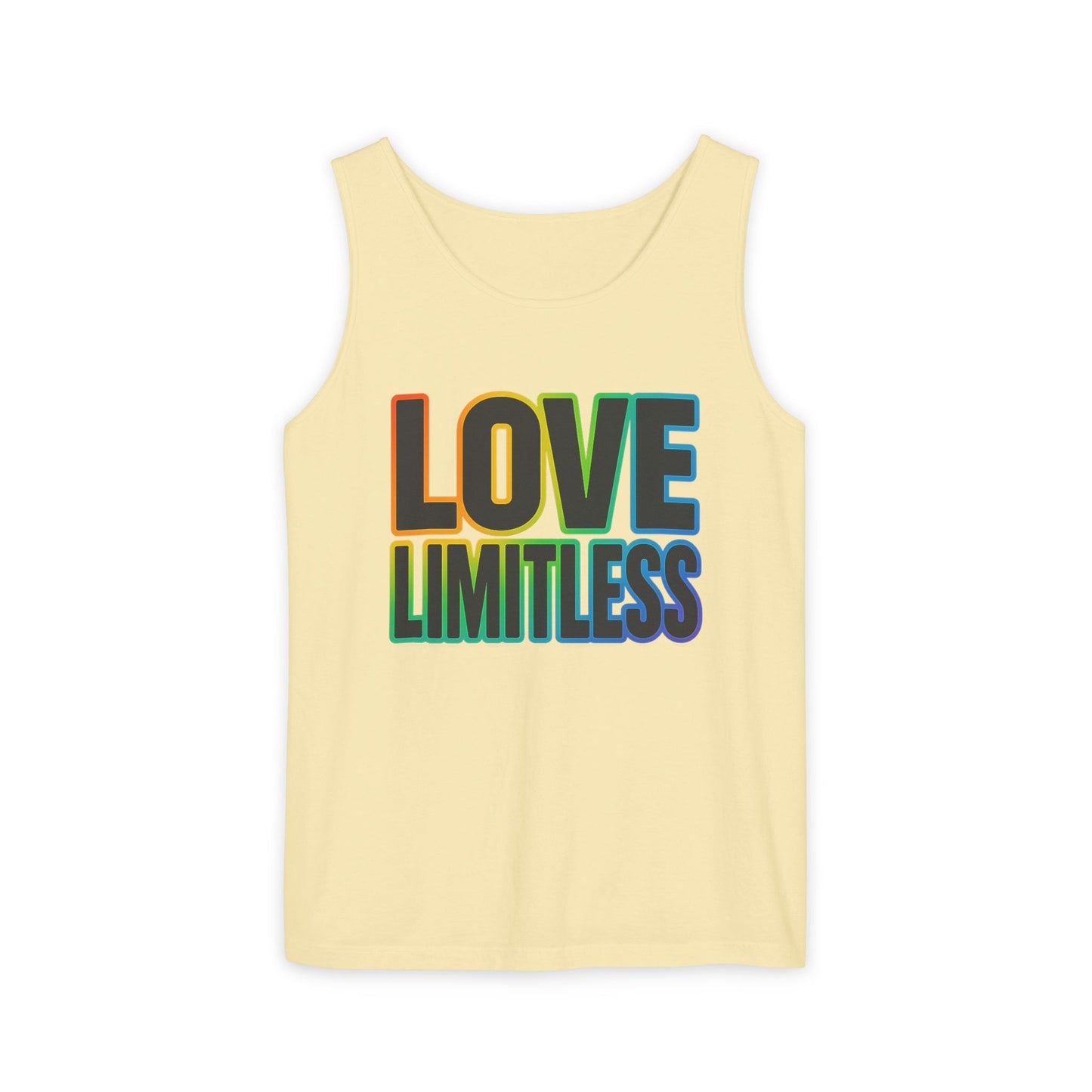 Unisex Inspirational Tank Top, Love Limitless Sleeveless Shirt, Perfect for Summer, Pride Events, Relaxed Fit Gym Wear, Gift for Friends