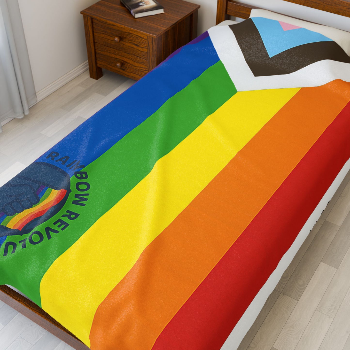 Rainbow Revolution Plush Blanket, LGBTQ+ Pride Throw, Cozy Decor, Warm Gift, Home Blanket, Vibrant Colorful Blanket