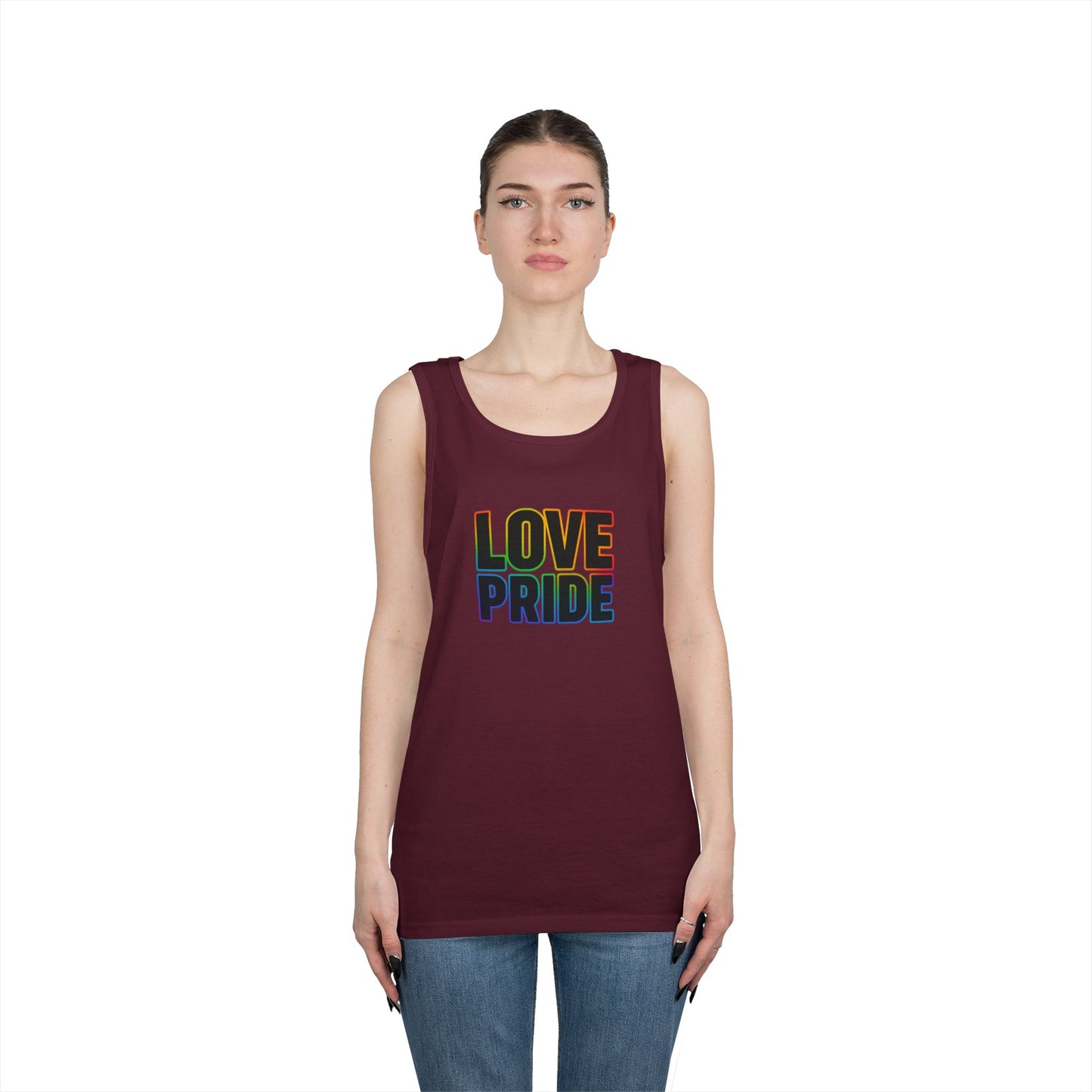 Pride Love Unisex Cotton Tank Top, LGBTQ+ Apparel, Summer Casual Wear, Pride Month Clothing, Festival Outfits