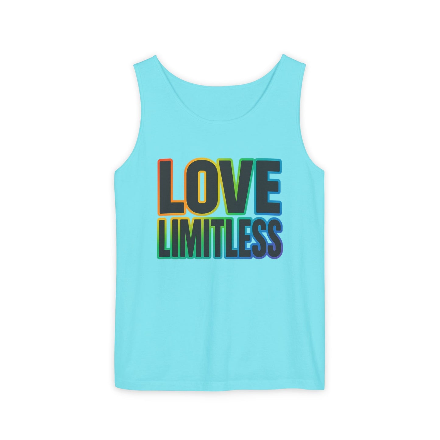 Unisex Inspirational Tank Top, Love Limitless Sleeveless Shirt, Perfect for Summer, Pride Events, Relaxed Fit Gym Wear, Gift for Friends