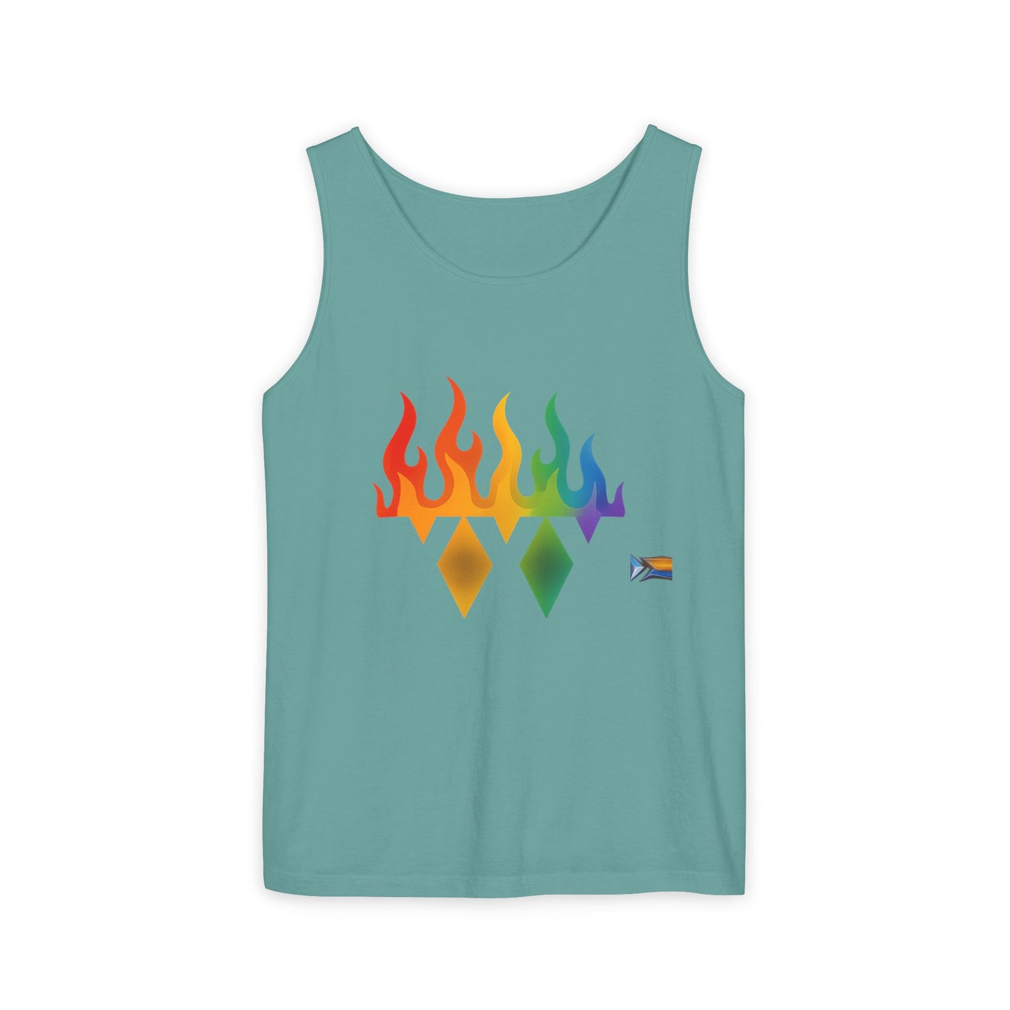 Pride Flame Tank Top | Unisex Garment-Dyed Tank, LGBTQ+ Apparel, Colorful Summer Wear, Festival Clothing, Gay Pride Merchandise
