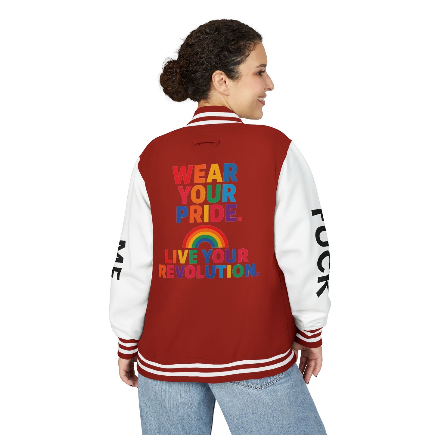 Pride Letterman Jacket - Statement Outerwear for Bold Expression, Sports Jacket, Unisex Fashion, LGBTQ+ Apparel, Gift for Her/Him