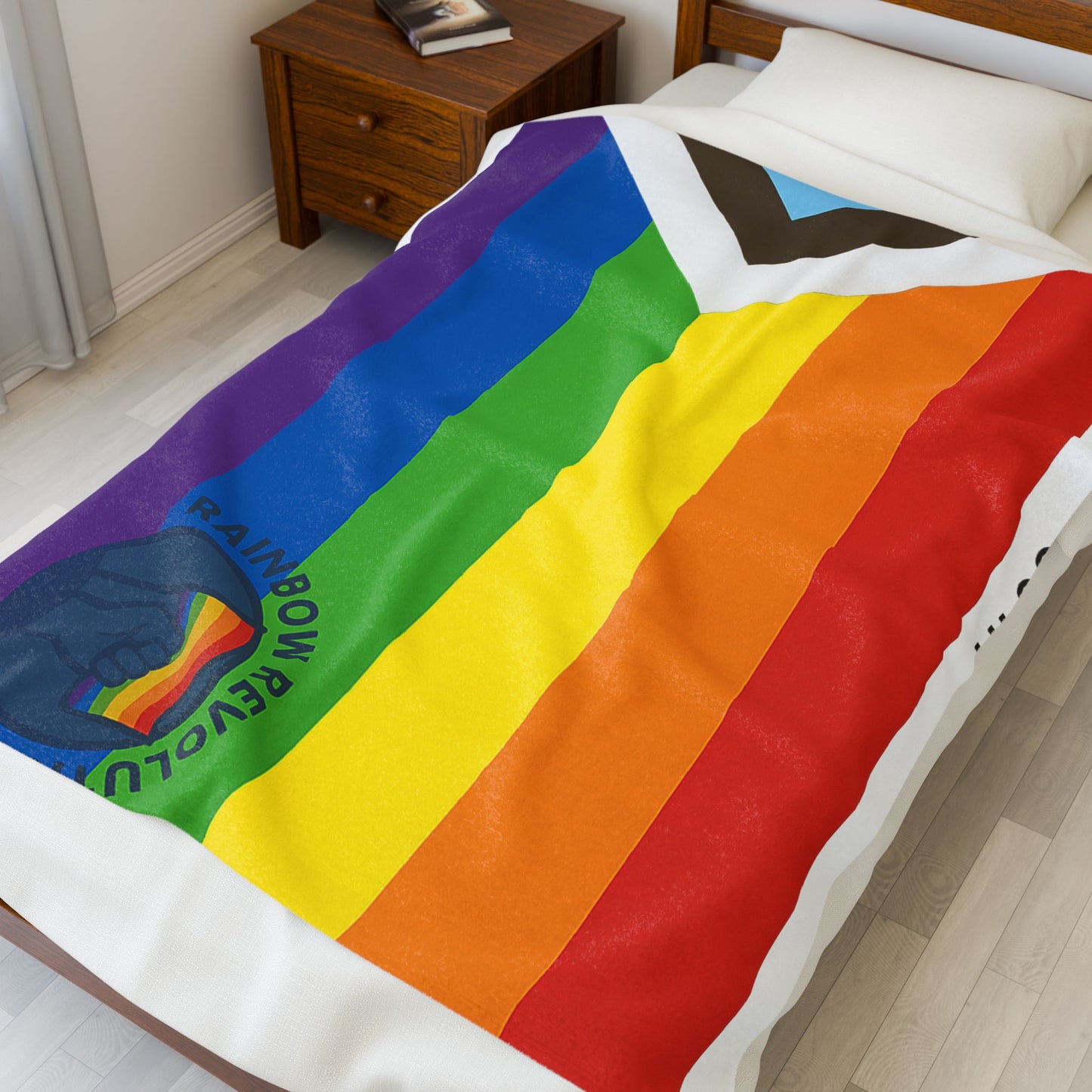 Rainbow Revolution Plush Blanket, LGBTQ+ Pride Throw, Cozy Decor, Warm Gift, Home Blanket, Vibrant Colorful Blanket