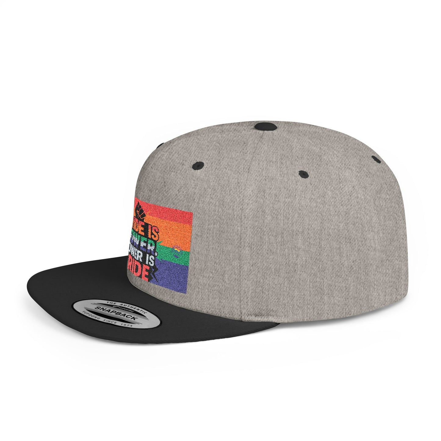 Pride-Themed Flat Bill Snapback, Celebrate Identity with Style, Perfect for Pride Month, LGBTQ+ Events, Everyday Fashion, Unisex Hat