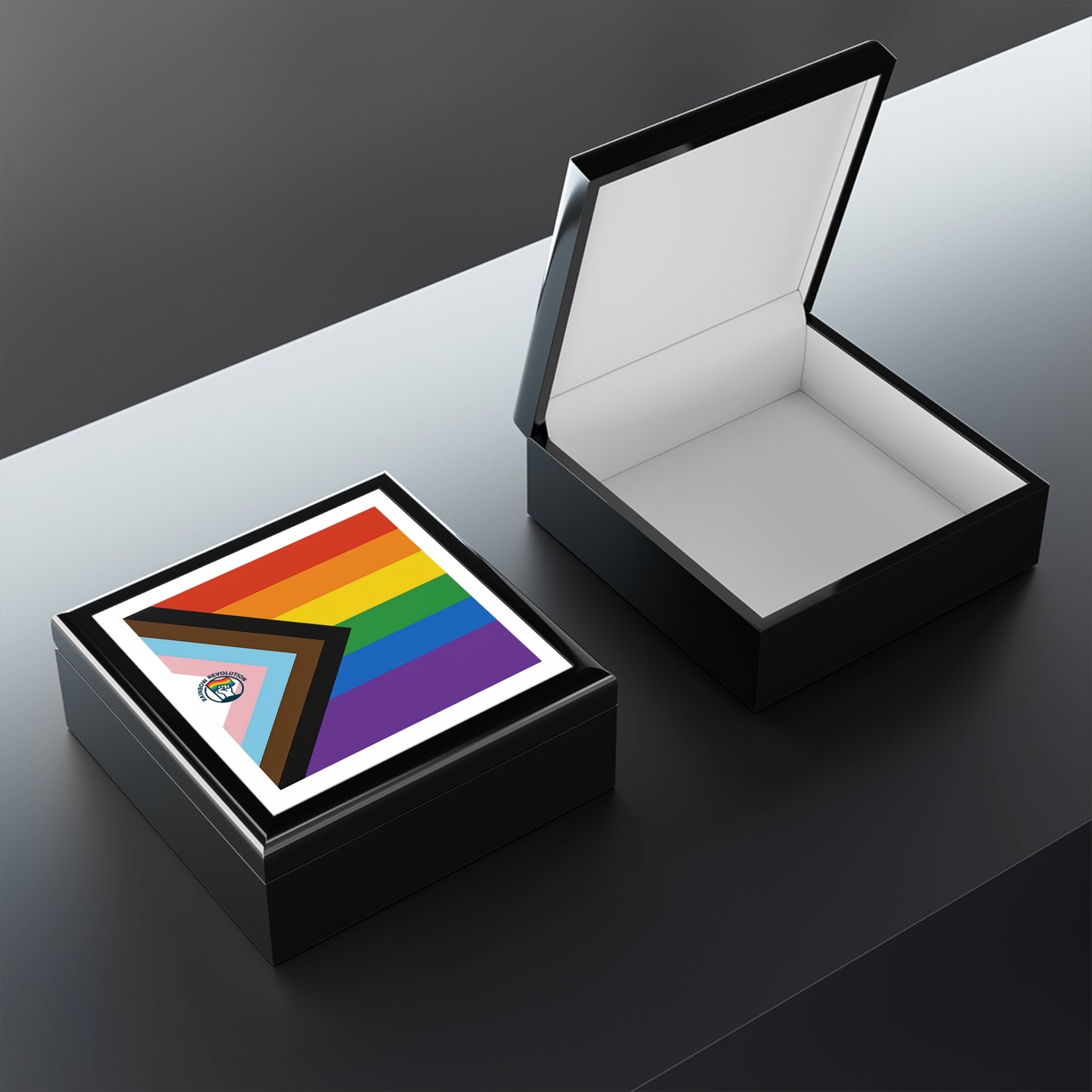 Pride Jewelry Box - RAINBOW FLAG AND LOGO LGBTQ+ Celebration, Rainbow Storage, Gift for Her, Keepsake Organizer, Identity Affirmation