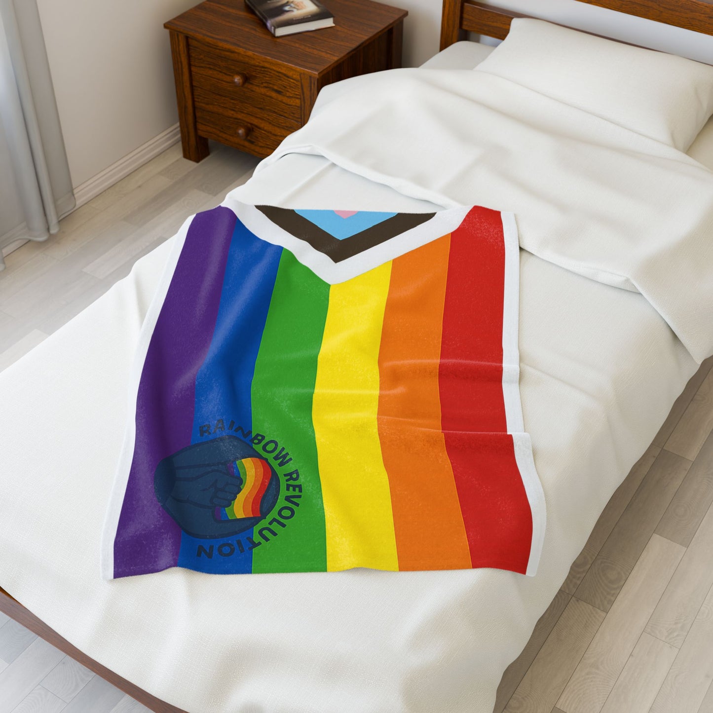 Rainbow Revolution Plush Blanket, LGBTQ+ Pride Throw, Cozy Decor, Warm Gift, Home Blanket, Vibrant Colorful Blanket