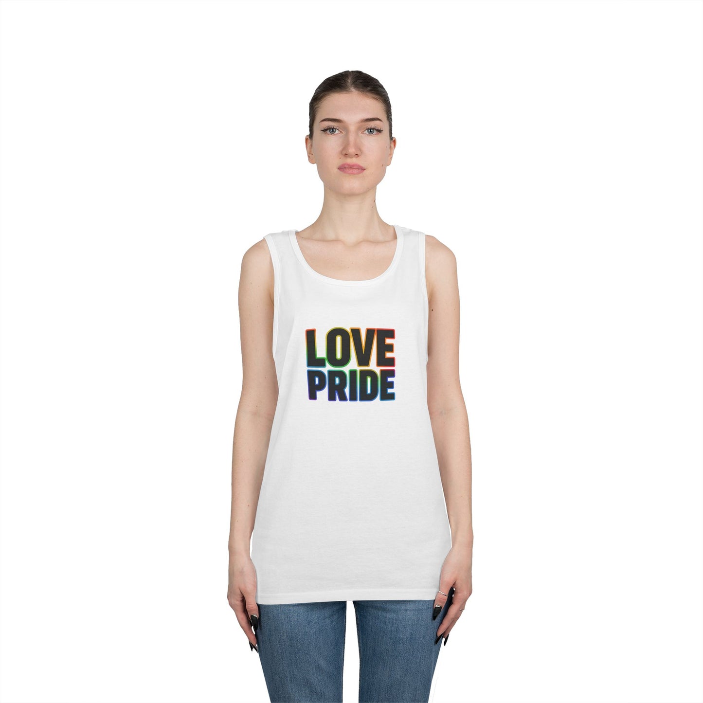 Pride Love Unisex Cotton Tank Top, LGBTQ+ Apparel, Summer Casual Wear, Pride Month Clothing, Festival Outfits