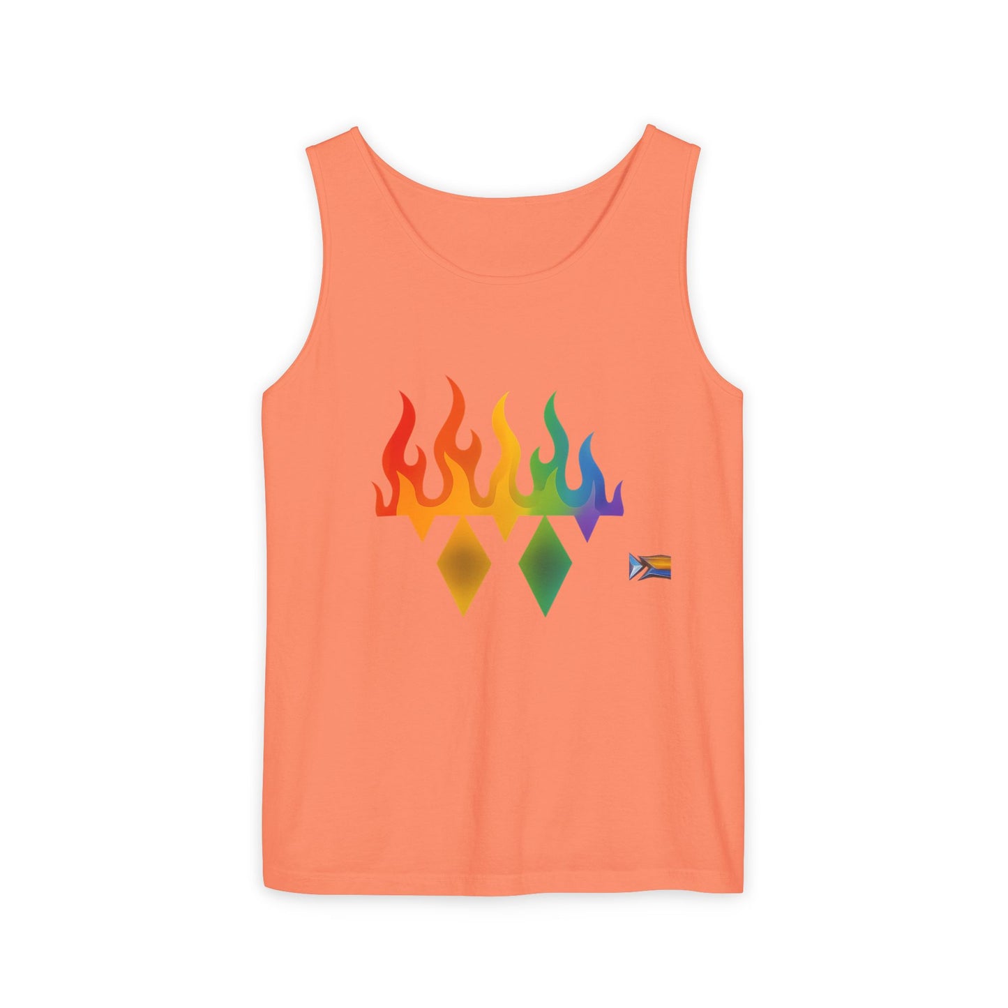 Pride Flame Tank Top | Unisex Garment-Dyed Tank, LGBTQ+ Apparel, Colorful Summer Wear, Festival Clothing, Gay Pride Merchandise