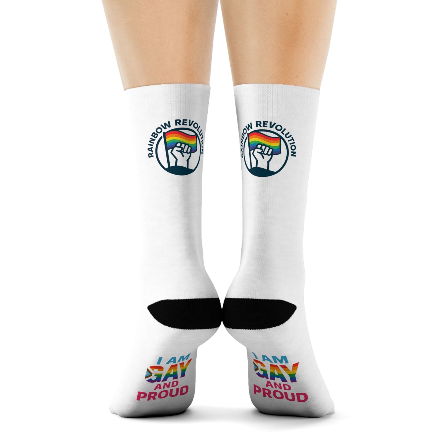 Pride Crew Socks | LGBTQ+ Celebration, I Am Gay and Proud, Rainbow Socks, Gift for Pride Month, Comfortable Socks