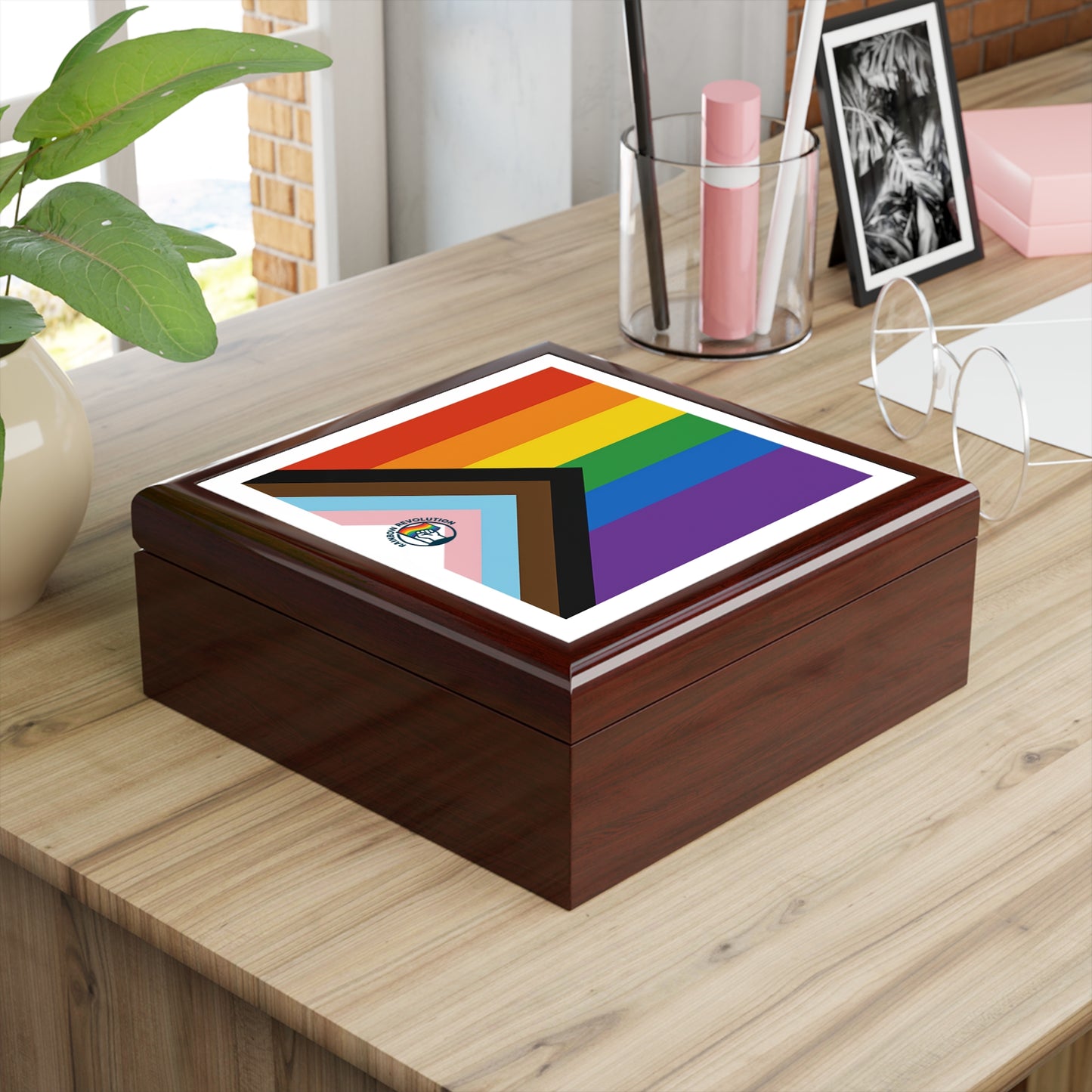 Pride Jewelry Box - RAINBOW FLAG AND LOGO LGBTQ+ Celebration, Rainbow Storage, Gift for Her, Keepsake Organizer, Identity Affirmation