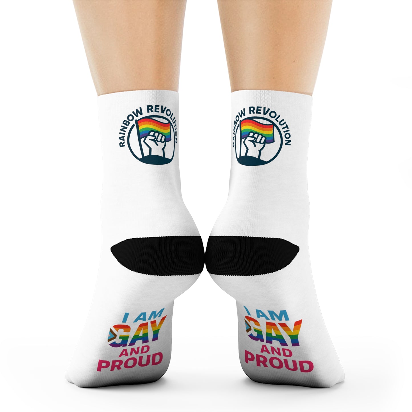 Pride Crew Socks | LGBTQ+ Celebration, I Am Gay and Proud, Rainbow Socks, Gift for Pride Month, Comfortable Socks