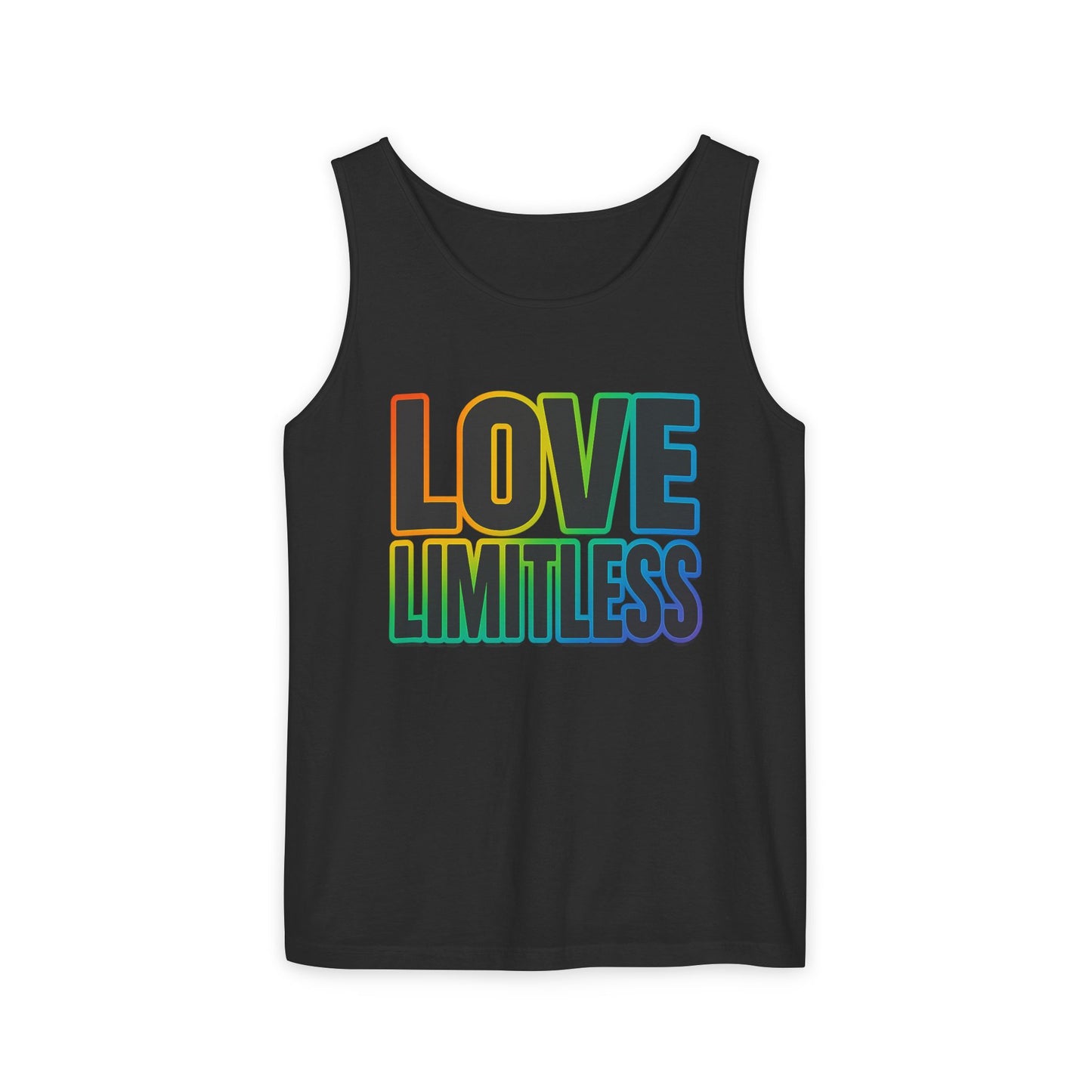 Unisex Inspirational Tank Top, Love Limitless Sleeveless Shirt, Perfect for Summer, Pride Events, Relaxed Fit Gym Wear, Gift for Friends