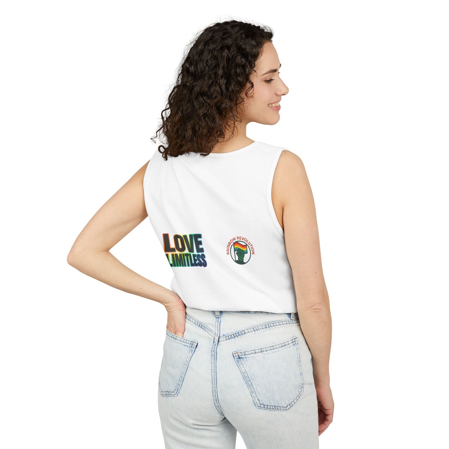 Unisex Inspirational Tank Top, Love Limitless Sleeveless Shirt, Perfect for Summer, Pride Events, Relaxed Fit Gym Wear, Gift for Friends