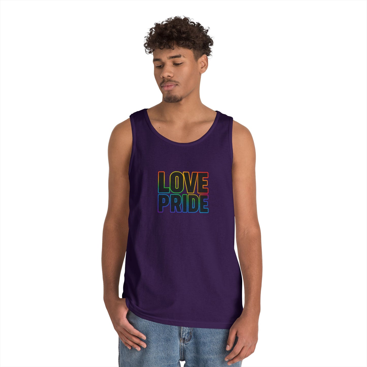 Pride Love Unisex Cotton Tank Top, LGBTQ+ Apparel, Summer Casual Wear, Pride Month Clothing, Festival Outfits