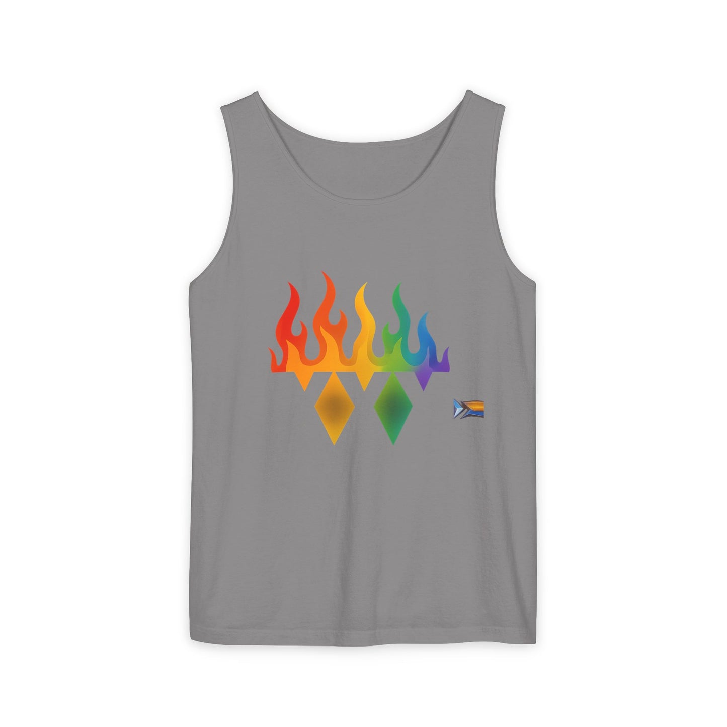 Pride Flame Tank Top | Unisex Garment-Dyed Tank, LGBTQ+ Apparel, Colorful Summer Wear, Festival Clothing, Gay Pride Merchandise