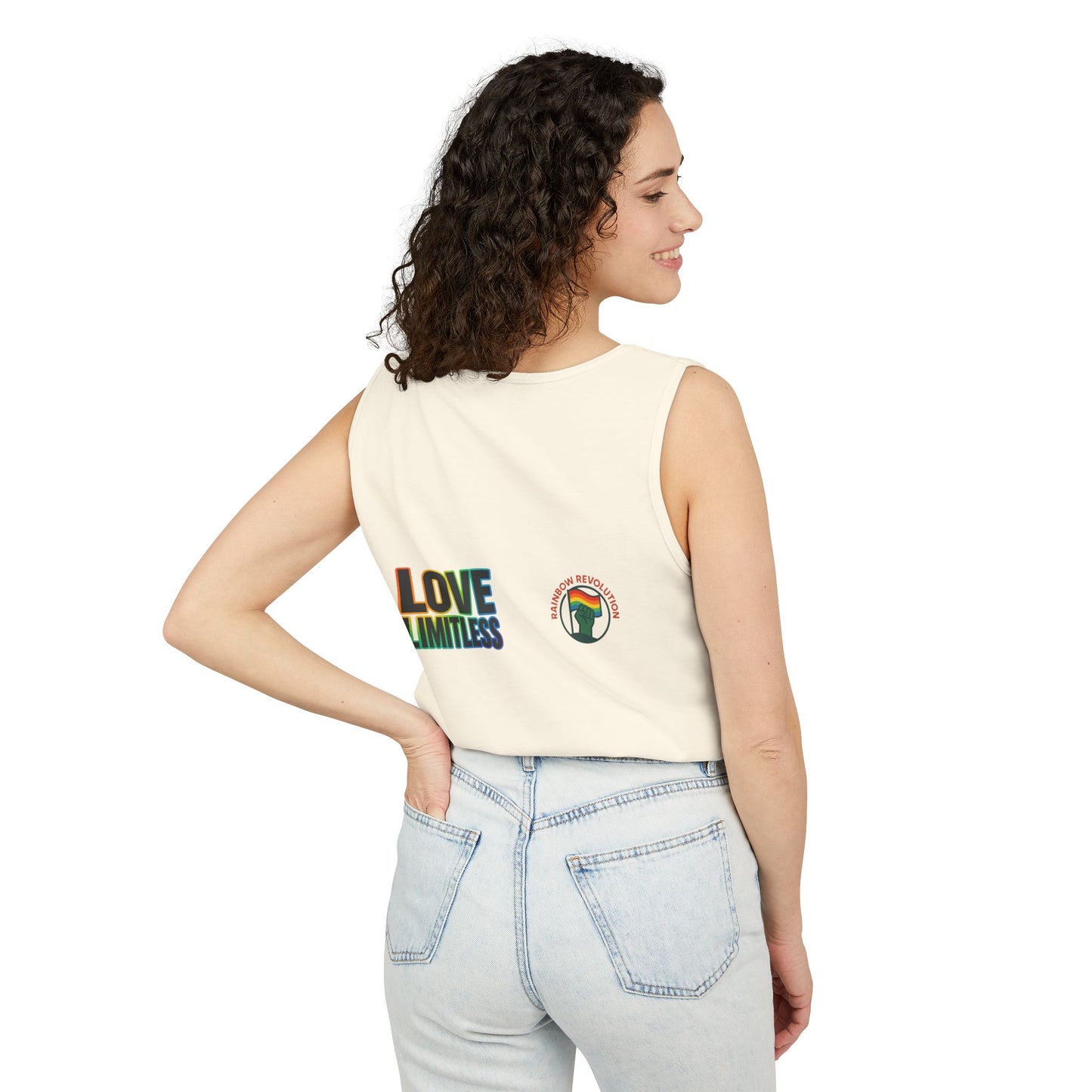 Unisex Inspirational Tank Top, Love Limitless Sleeveless Shirt, Perfect for Summer, Pride Events, Relaxed Fit Gym Wear, Gift for Friends