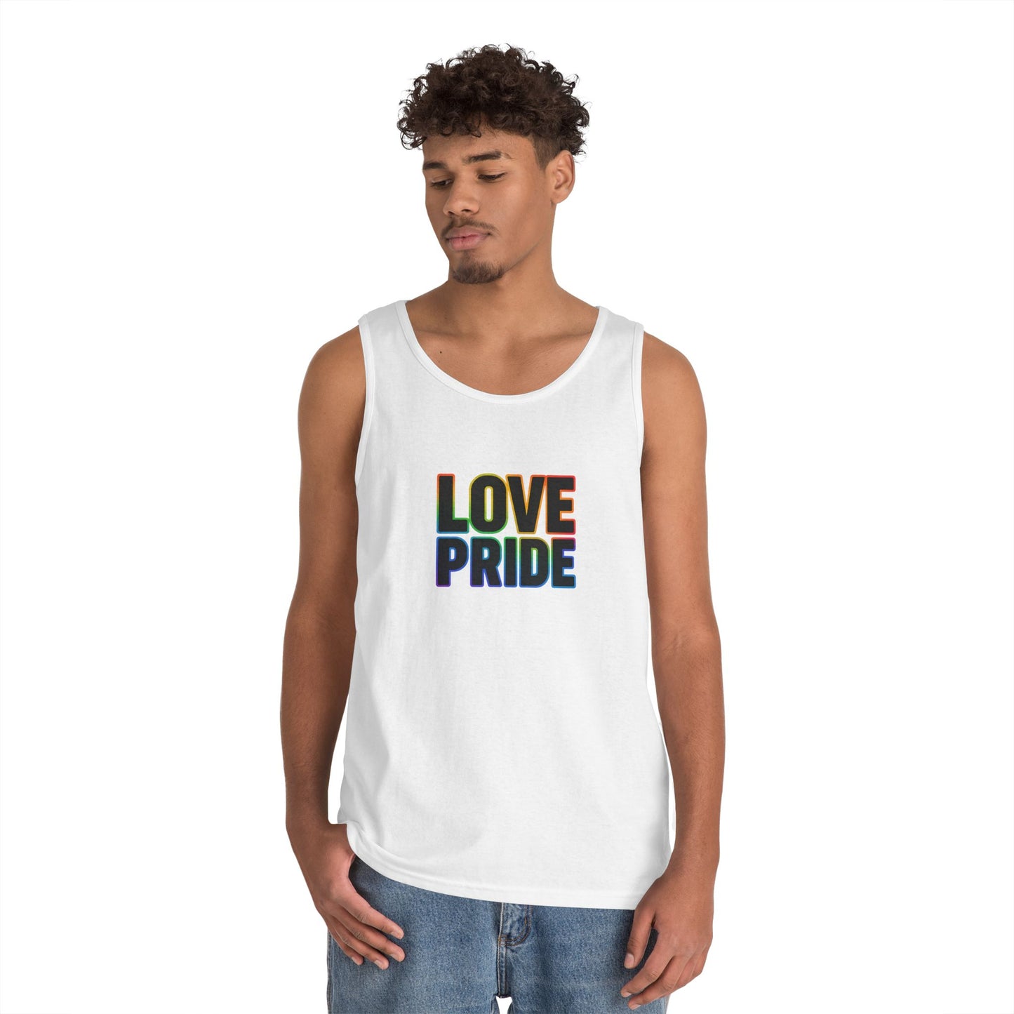 Pride Love Unisex Cotton Tank Top, LGBTQ+ Apparel, Summer Casual Wear, Pride Month Clothing, Festival Outfits