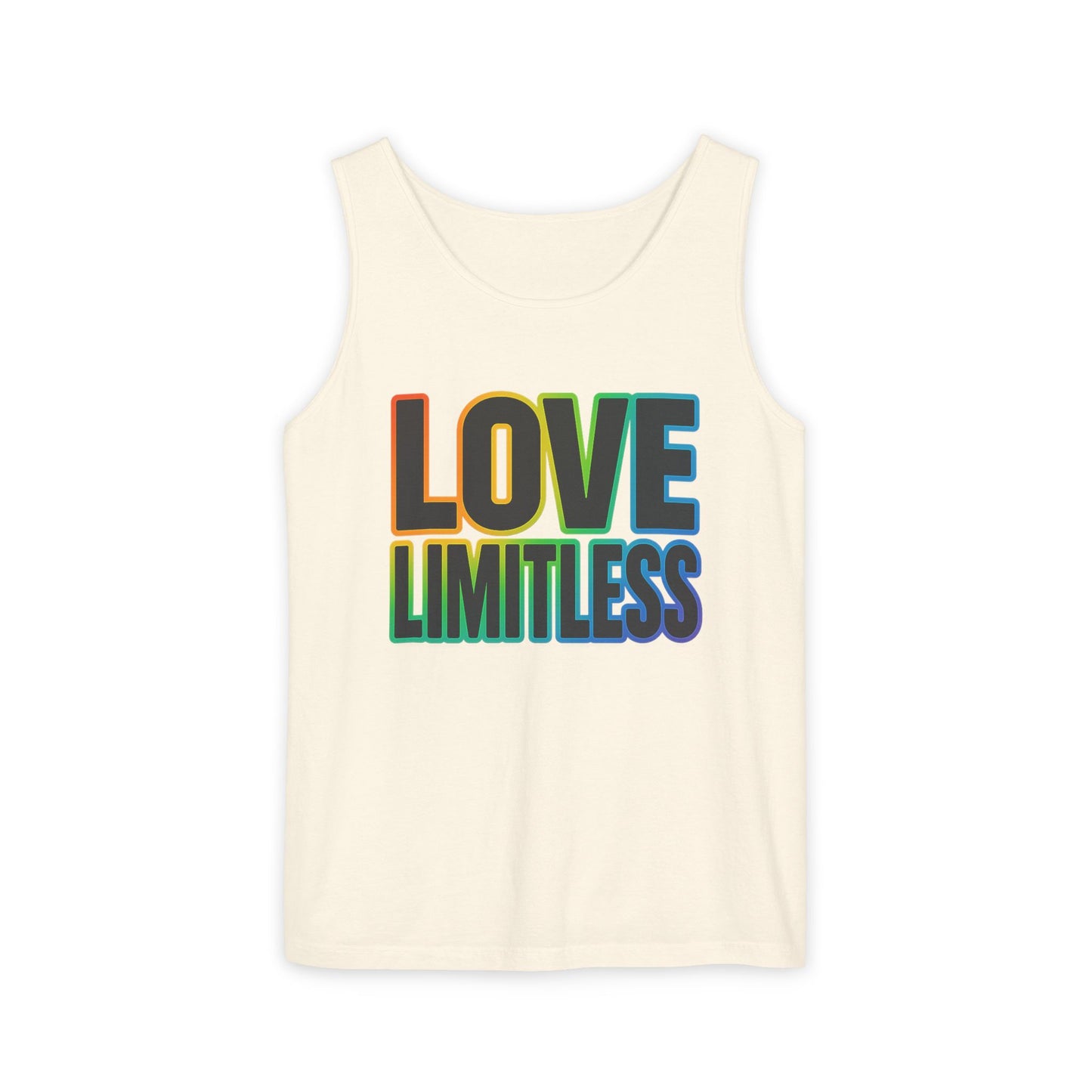 Unisex Inspirational Tank Top, Love Limitless Sleeveless Shirt, Perfect for Summer, Pride Events, Relaxed Fit Gym Wear, Gift for Friends