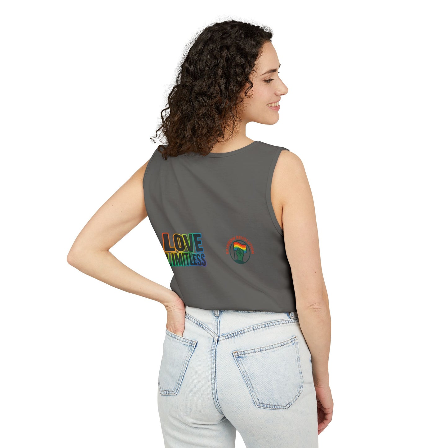 Unisex Inspirational Tank Top, Love Limitless Sleeveless Shirt, Perfect for Summer, Pride Events, Relaxed Fit Gym Wear, Gift for Friends