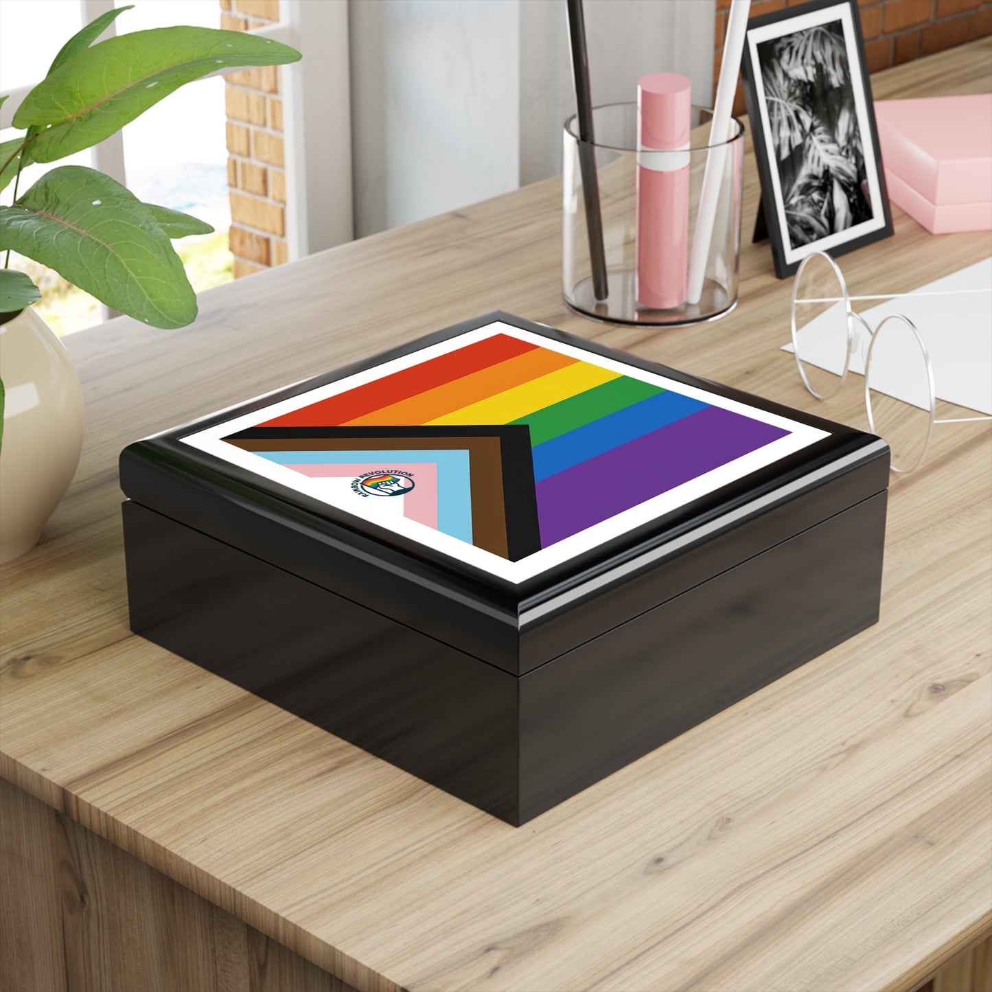 Pride Jewelry Box - RAINBOW FLAG AND LOGO LGBTQ+ Celebration, Rainbow Storage, Gift for Her, Keepsake Organizer, Identity Affirmation