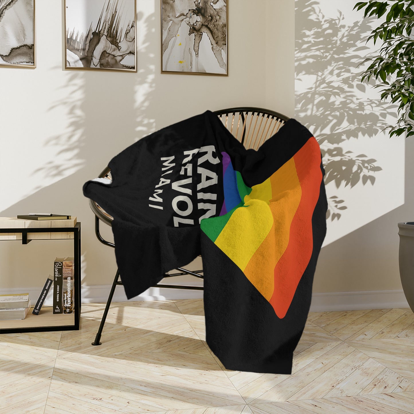 Rainbow Revolution Velveteen Blanket, Cozy Blanket for Pride Month, LGBTQ+ Decor, Gift for Activists, Soft Throw Blanket