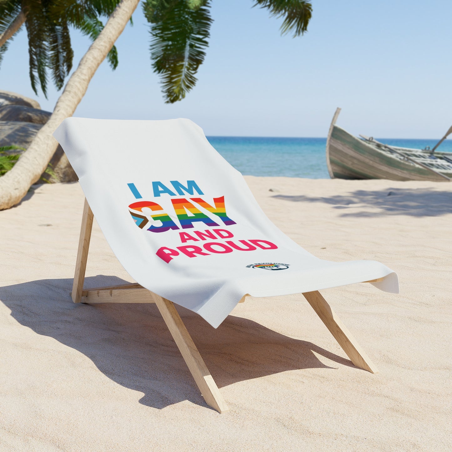 Pride Beach Towel - I Am Gay and Proud - LGBTQ+ Towel for Summer Fun, Pool Party, Beach Day, Pride Events, Gift for Allies