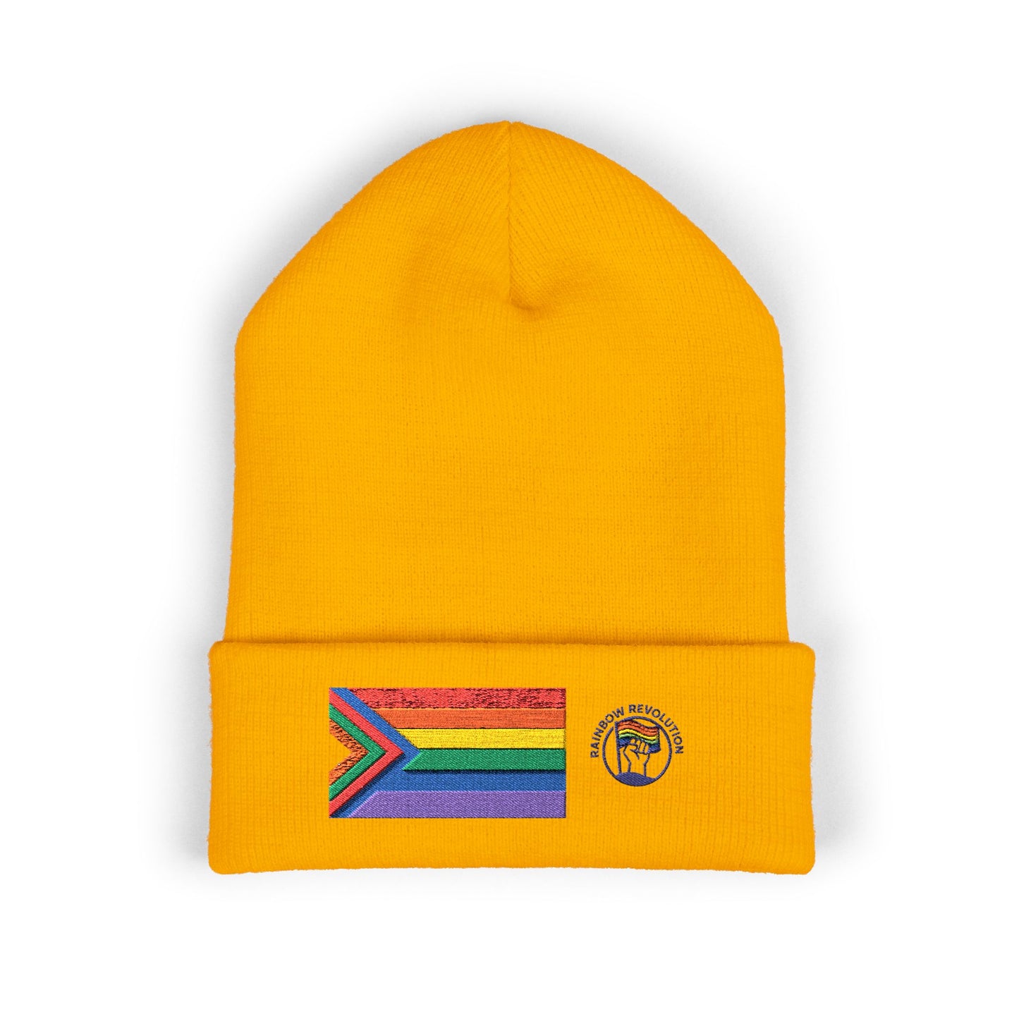 Pride Flag Cuffed Beanie - Cozy Winter Wear, LGBTQ+ Accessories, Casual Streetwear, Embroidery Hat, Holiday Gift