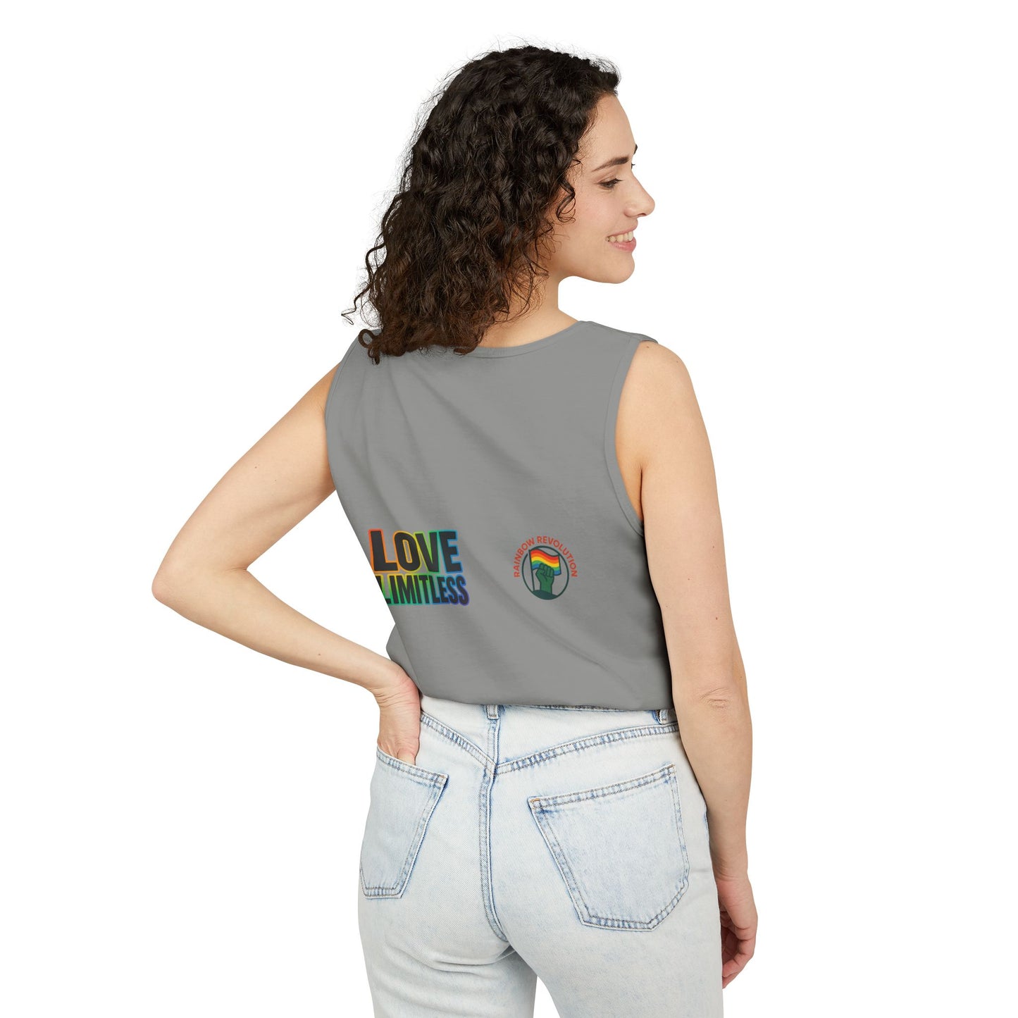 Unisex Inspirational Tank Top, Love Limitless Sleeveless Shirt, Perfect for Summer, Pride Events, Relaxed Fit Gym Wear, Gift for Friends