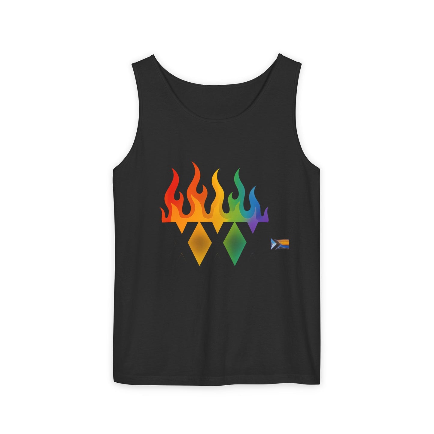 Pride Flame Tank Top | Unisex Garment-Dyed Tank, LGBTQ+ Apparel, Colorful Summer Wear, Festival Clothing, Gay Pride Merchandise