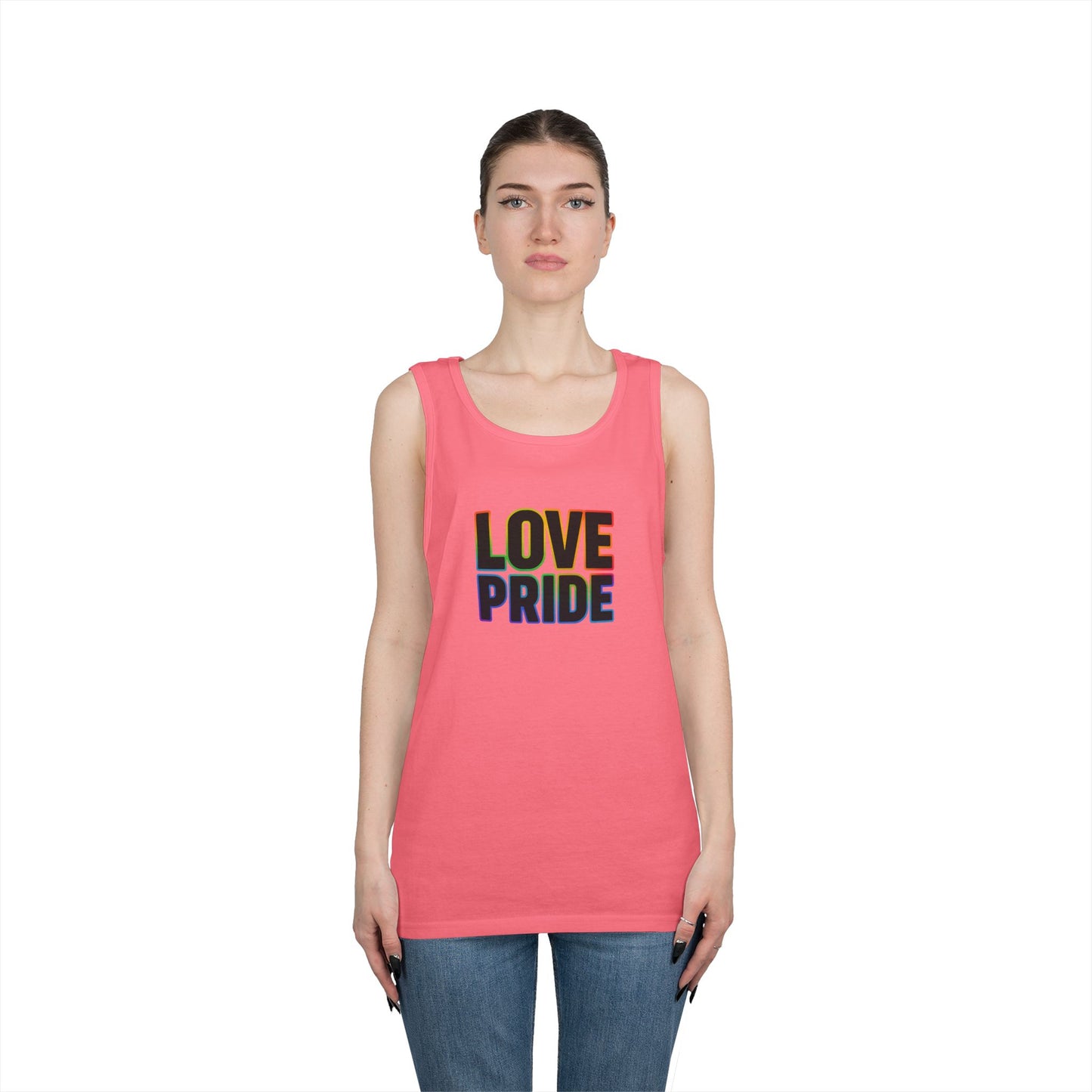 Pride Love Unisex Cotton Tank Top, LGBTQ+ Apparel, Summer Casual Wear, Pride Month Clothing, Festival Outfits