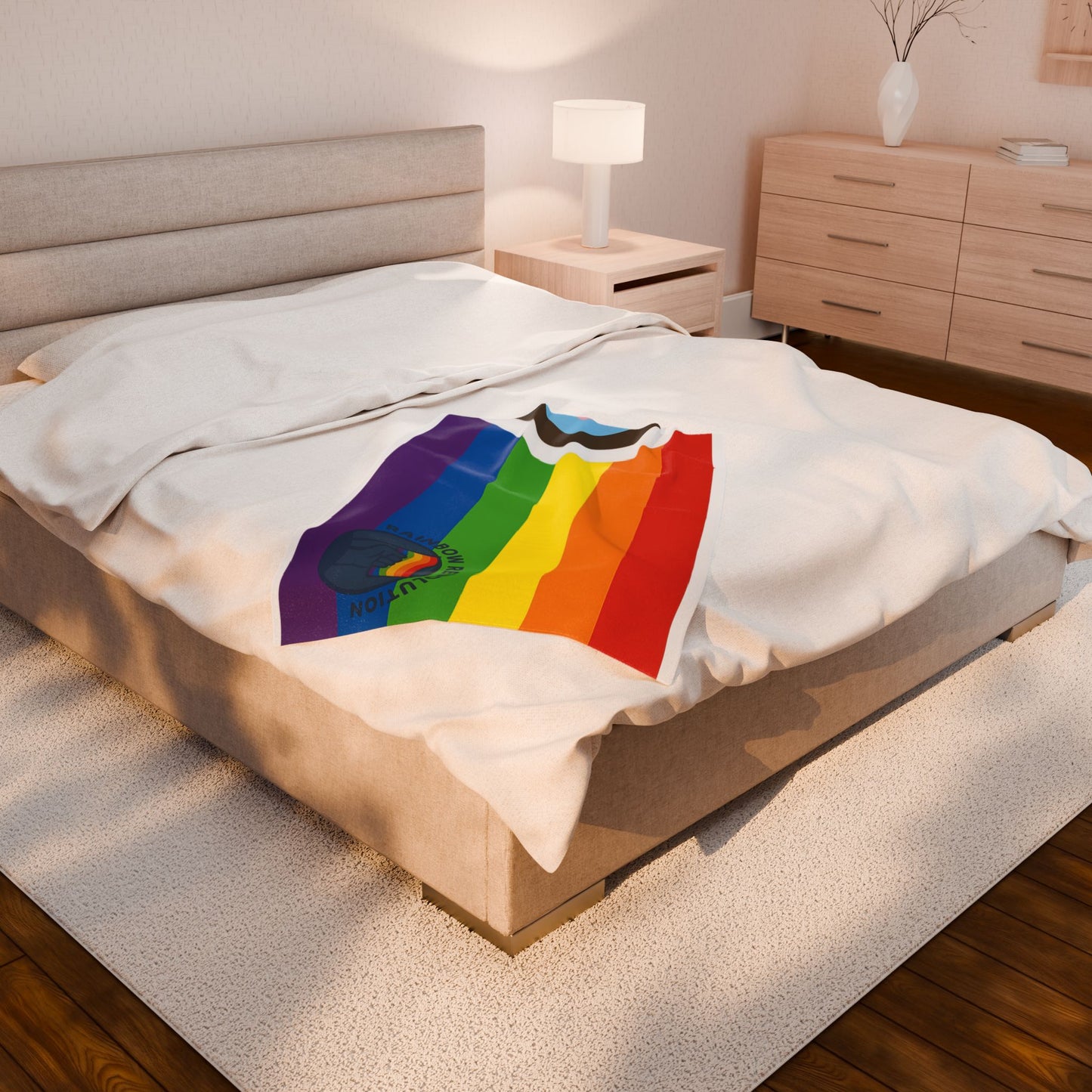 Rainbow Revolution Plush Blanket, LGBTQ+ Pride Throw, Cozy Decor, Warm Gift, Home Blanket, Vibrant Colorful Blanket