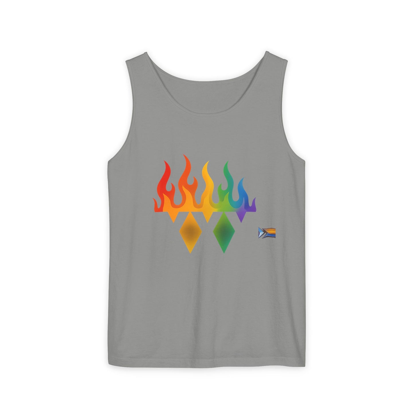 Pride Flame Tank Top | Unisex Garment-Dyed Tank, LGBTQ+ Apparel, Colorful Summer Wear, Festival Clothing, Gay Pride Merchandise
