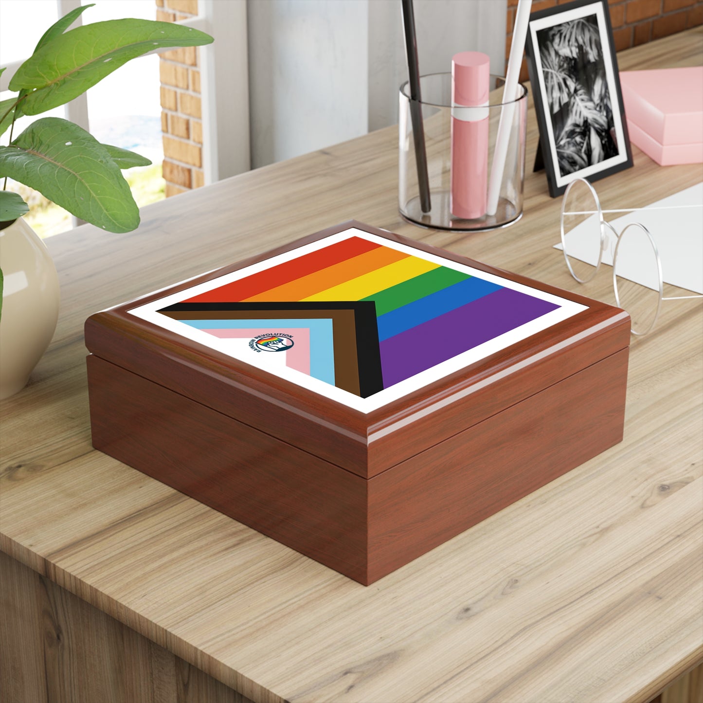Pride Jewelry Box - RAINBOW FLAG AND LOGO LGBTQ+ Celebration, Rainbow Storage, Gift for Her, Keepsake Organizer, Identity Affirmation