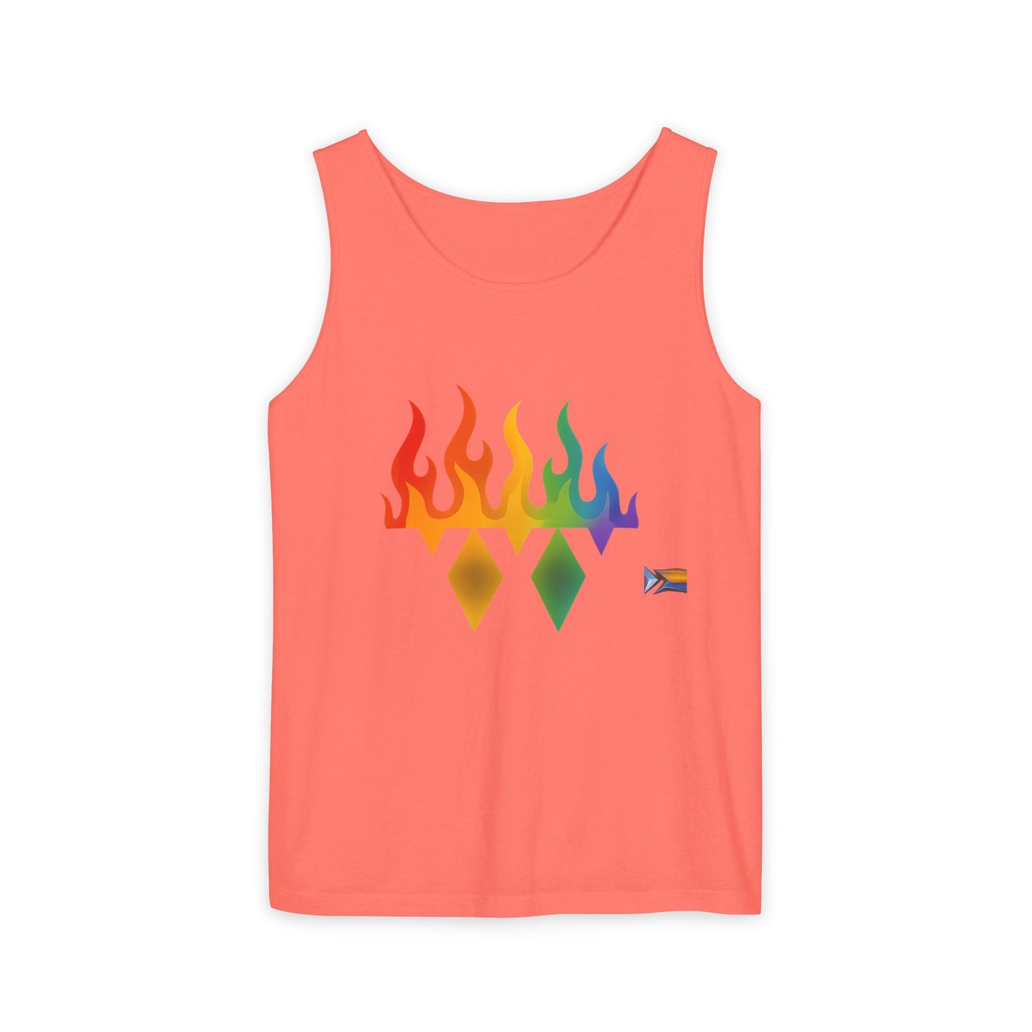 Pride Flame Tank Top | Unisex Garment-Dyed Tank, LGBTQ+ Apparel, Colorful Summer Wear, Festival Clothing, Gay Pride Merchandise