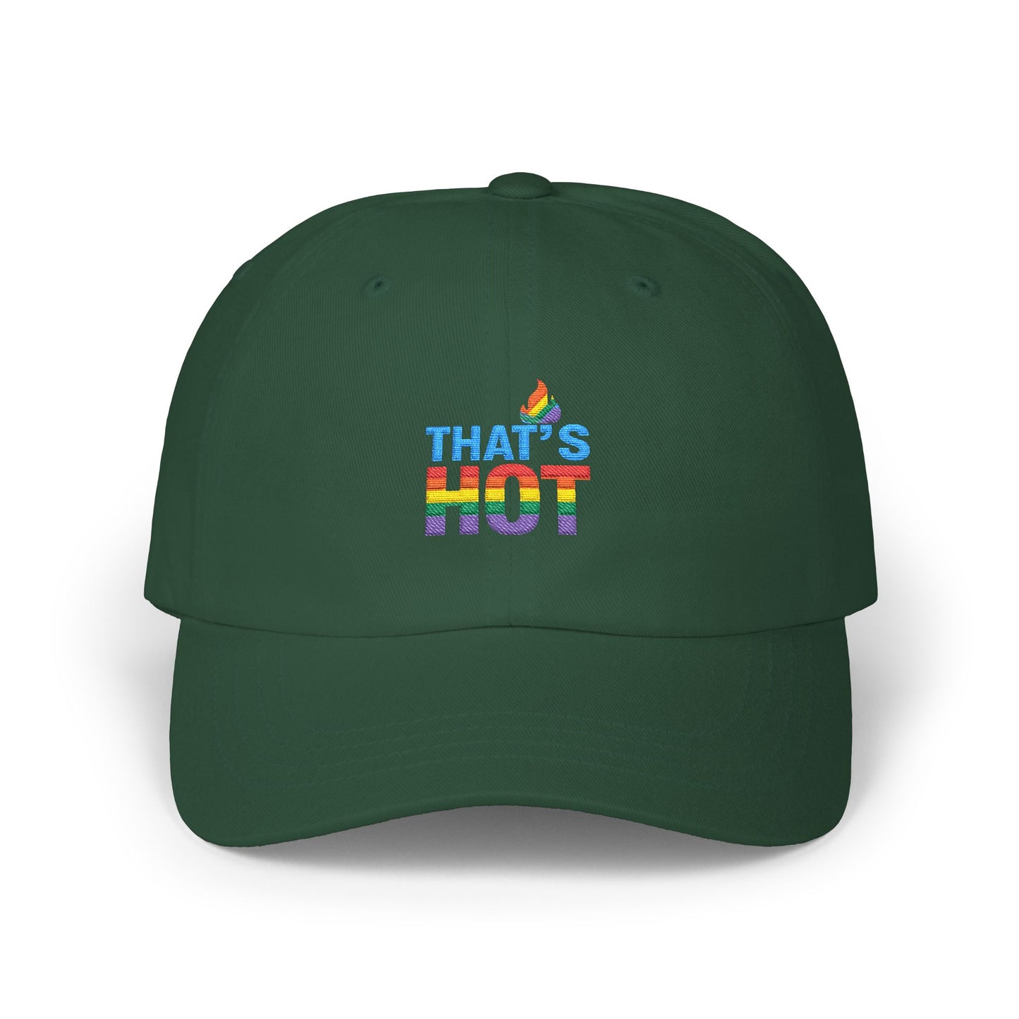 Stylish Dad Cap with Rainbow 'That's Hot' Design, LGBTQ+ Pride Hat, Casual Everyday Accessory, Gift for Father's Day, Summer Fashion