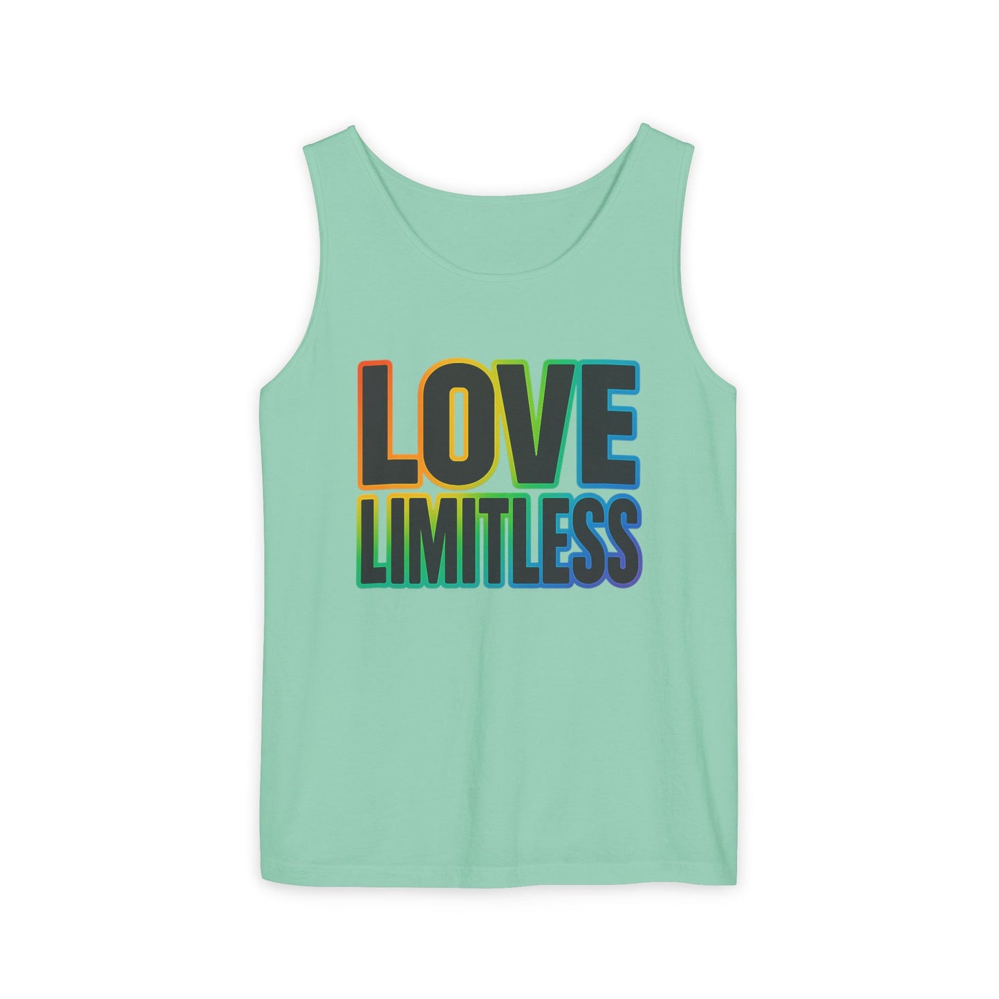 Unisex Inspirational Tank Top, Love Limitless Sleeveless Shirt, Perfect for Summer, Pride Events, Relaxed Fit Gym Wear, Gift for Friends