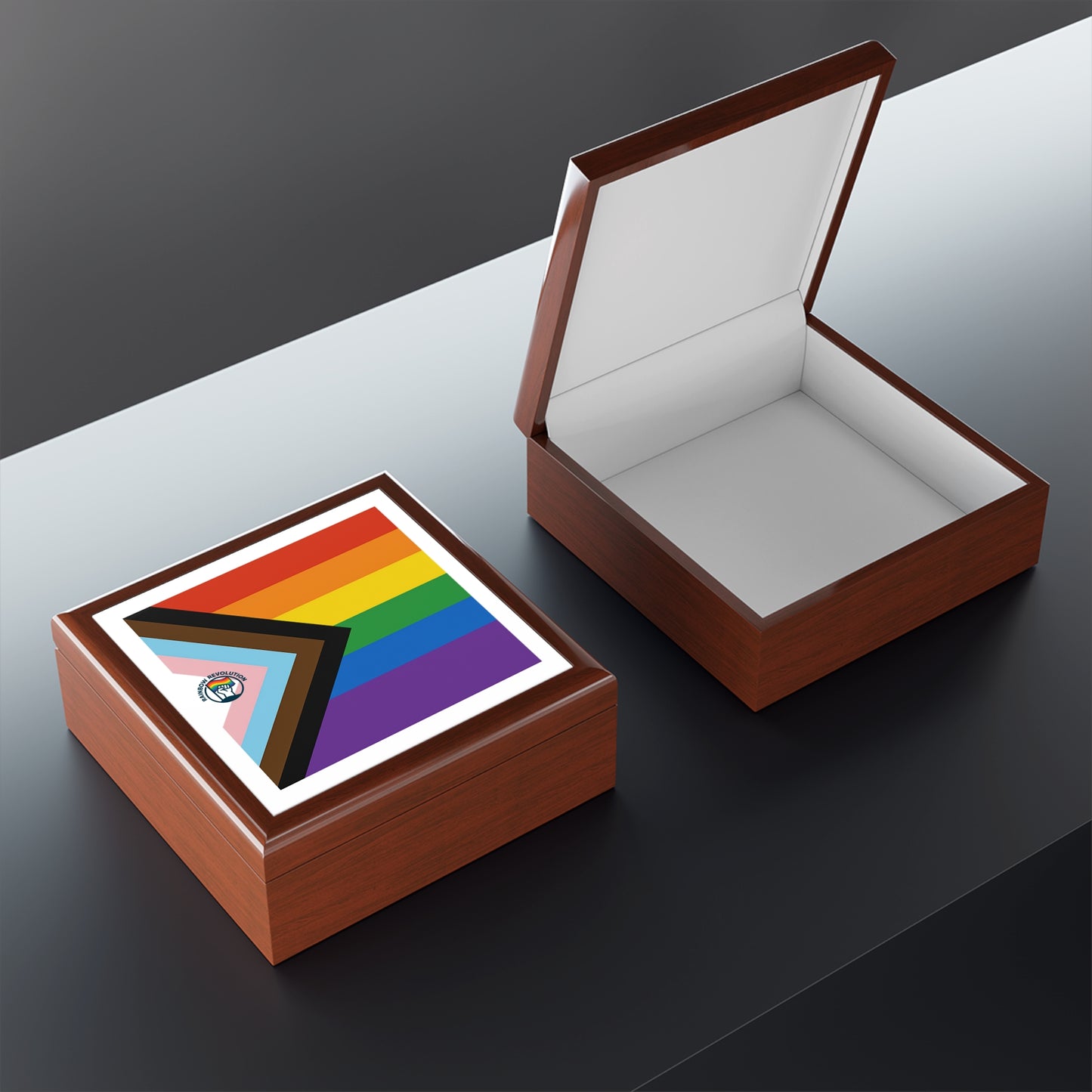 Pride Jewelry Box - RAINBOW FLAG AND LOGO LGBTQ+ Celebration, Rainbow Storage, Gift for Her, Keepsake Organizer, Identity Affirmation