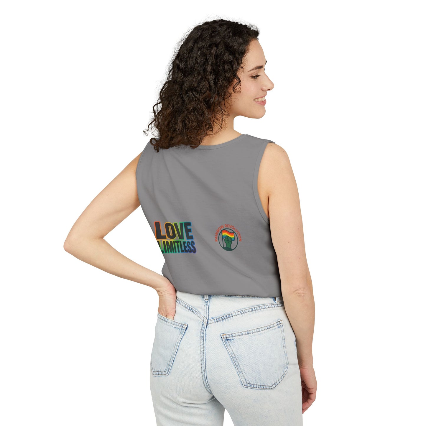 Unisex Inspirational Tank Top, Love Limitless Sleeveless Shirt, Perfect for Summer, Pride Events, Relaxed Fit Gym Wear, Gift for Friends