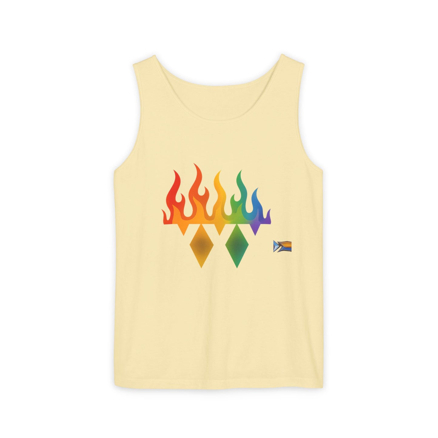 Pride Flame Tank Top | Unisex Garment-Dyed Tank, LGBTQ+ Apparel, Colorful Summer Wear, Festival Clothing, Gay Pride Merchandise